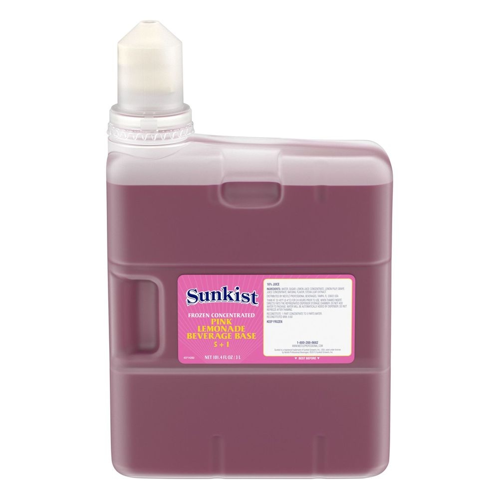Sunkist 5 Plus 1 Pink Lemonade Beverage Base, 3 Liter -- 3 per case