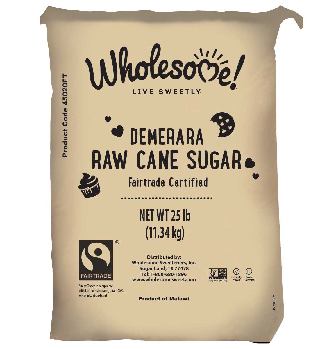 Wholesome Fair Trade Certified Demerara Sugar , 25 Pound -- 1 per case