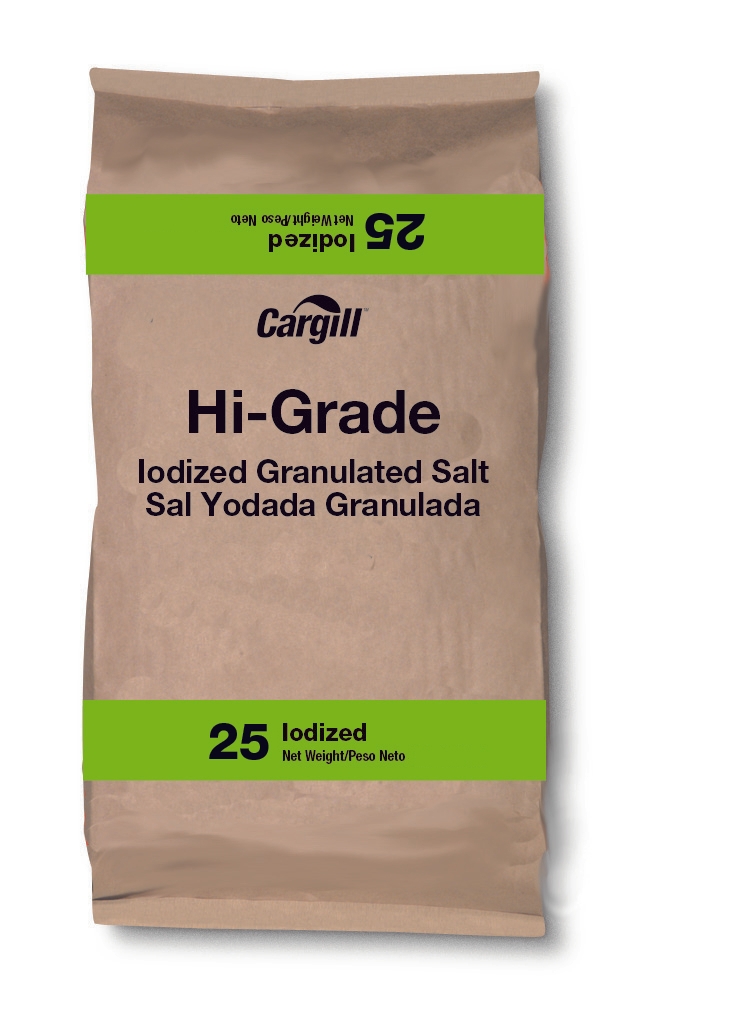 Cargill Diamond Crystal Iodized Hi Grade Evaporated Salt 25 Pound.