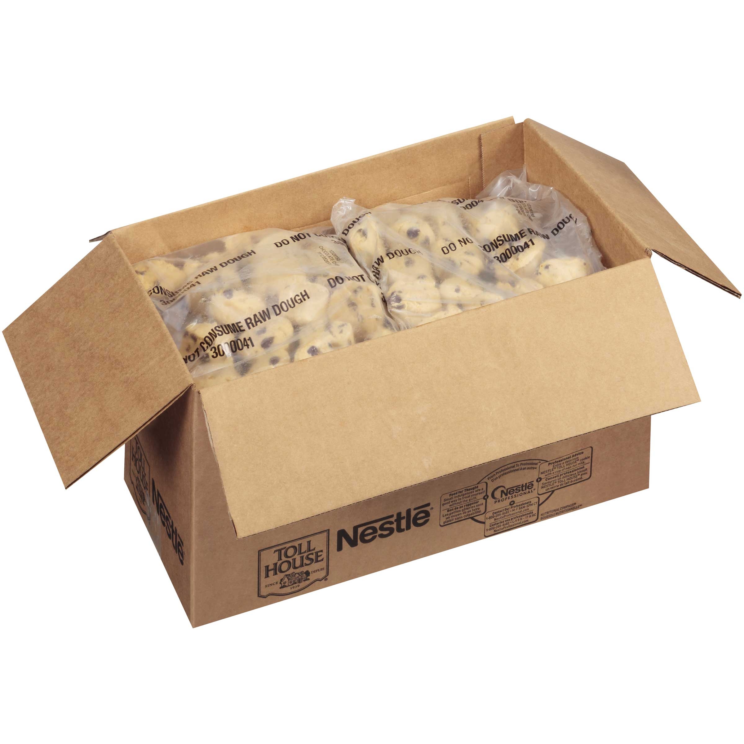 Nestle Toll House Chocolate Chip Cookie Dough, 1.5 Ounce -- 240 per case.