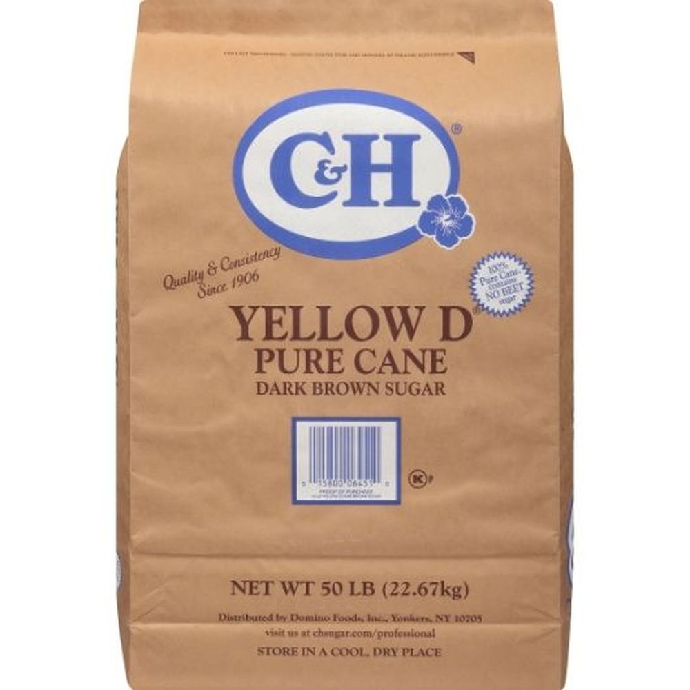 C and H Yellow D Pure Cane Dark Brown Sugar, 50 Pound