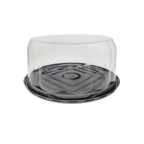 Pactiv RPET Black Cake Base with Rose Dome Lid, 2 Ounce Capacity -- 45 per case