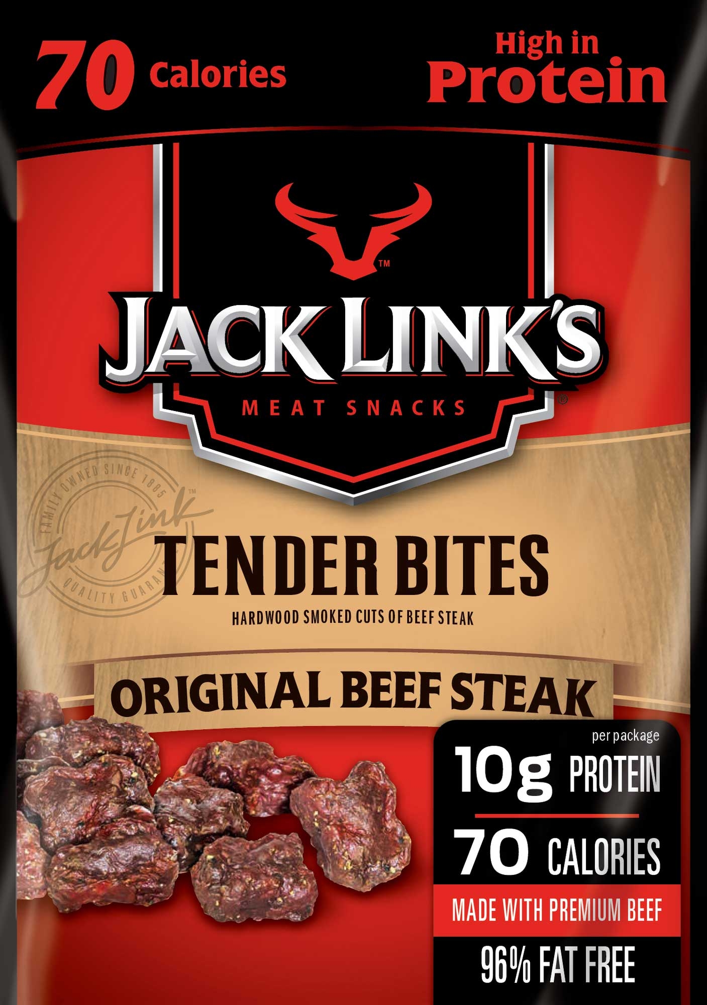 Jack Links Original Beef Steak Tender Bites, 1 Ounce -- 48 per case.