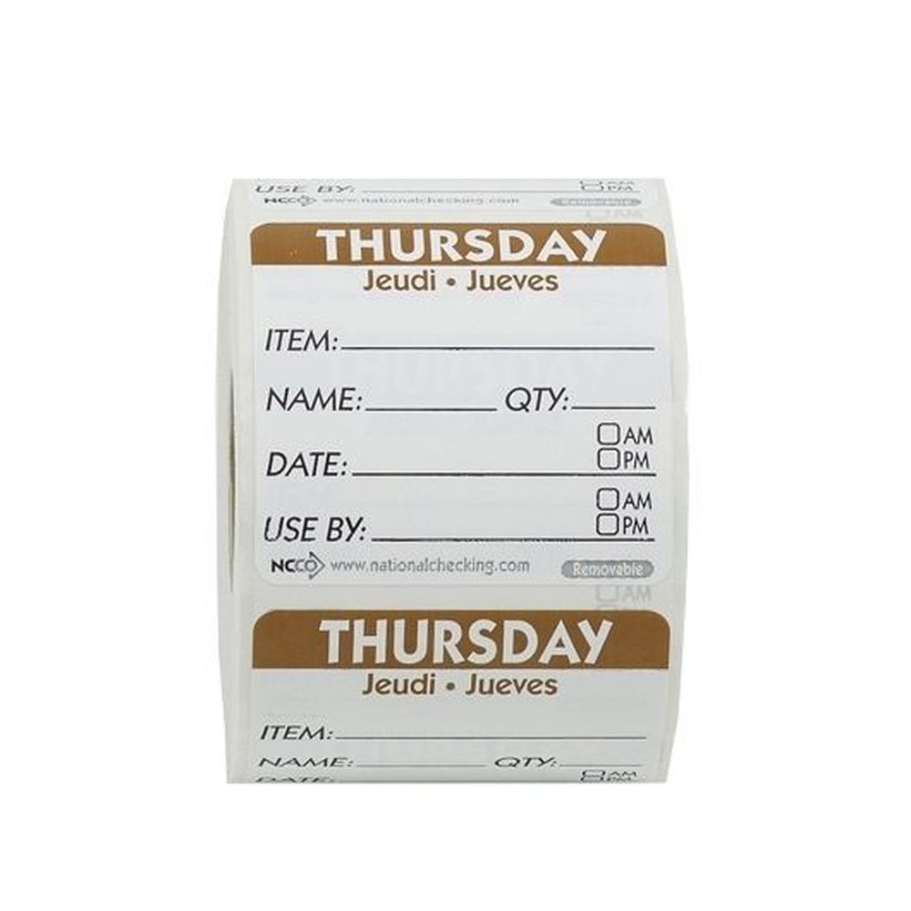 Ncco Thursday Removable Label, 2 x 2 inch -- 500 per case