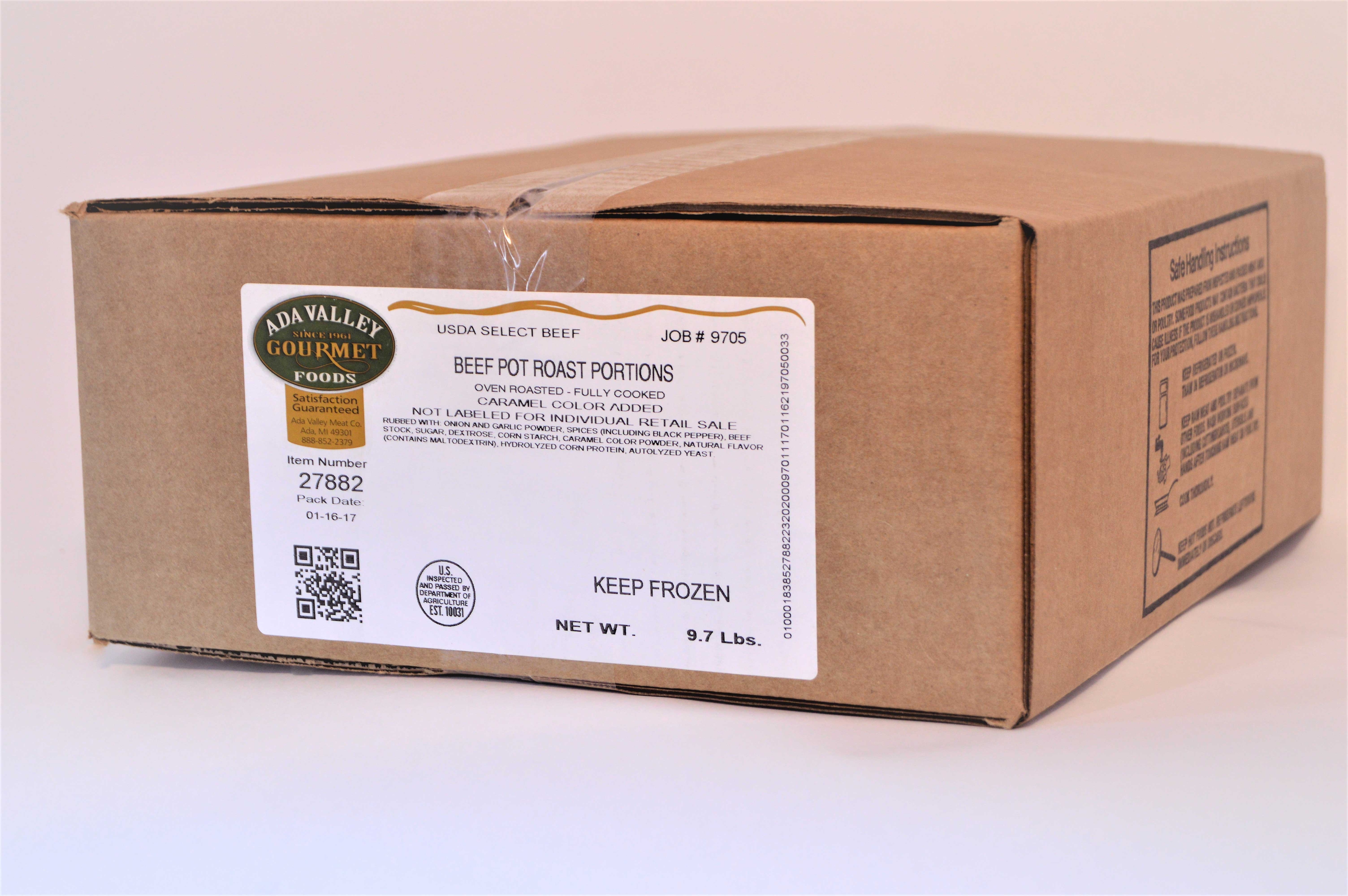 Ada Valley Gourmet Foods Low Sodium Beef Pot Roast Portion, 4.9 Ounce -- 30 per case.