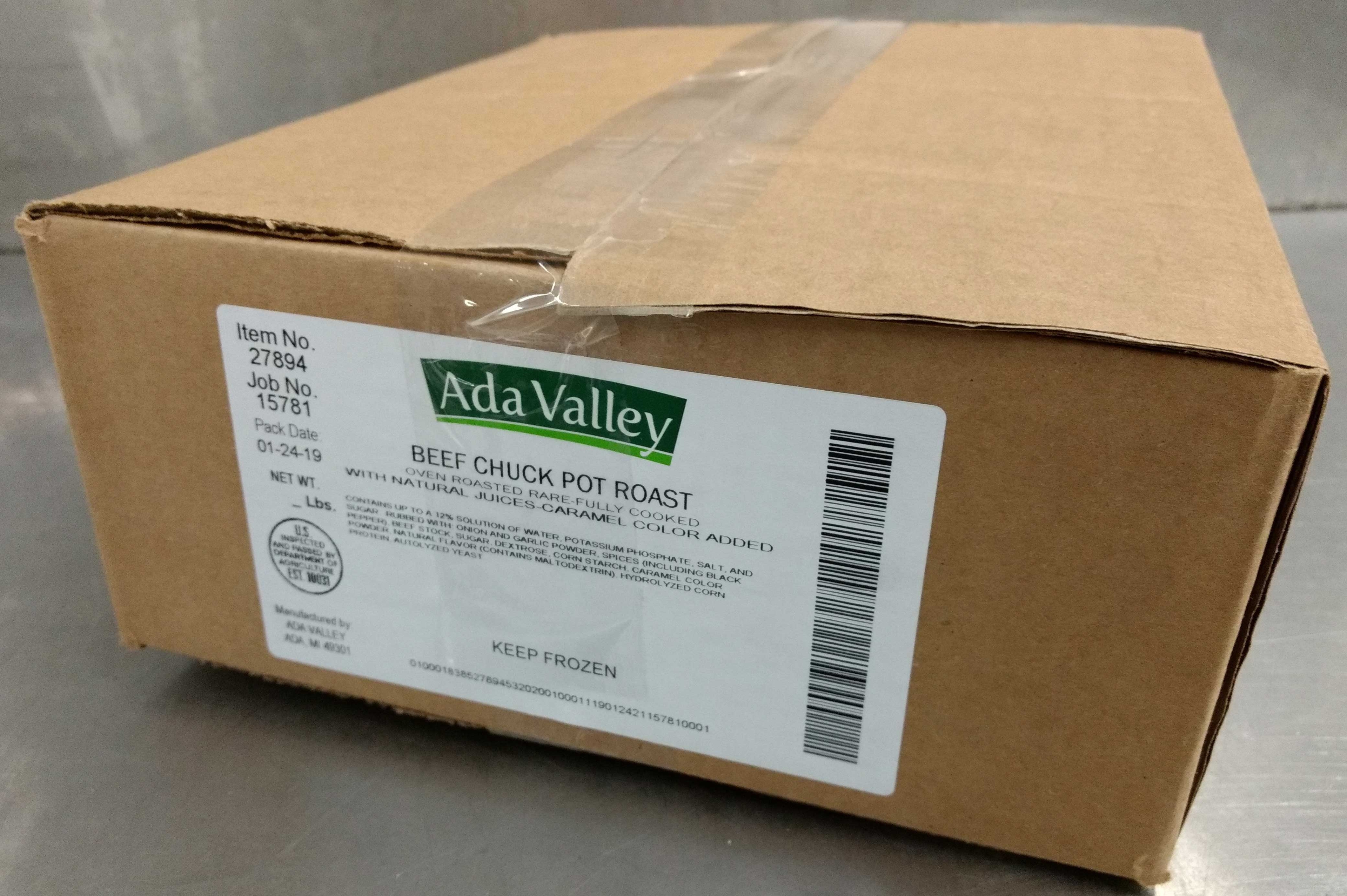 Ada Valley Gourmet Foods Beef Chuck Pot Roast, 5 Pound -- 2 per case.