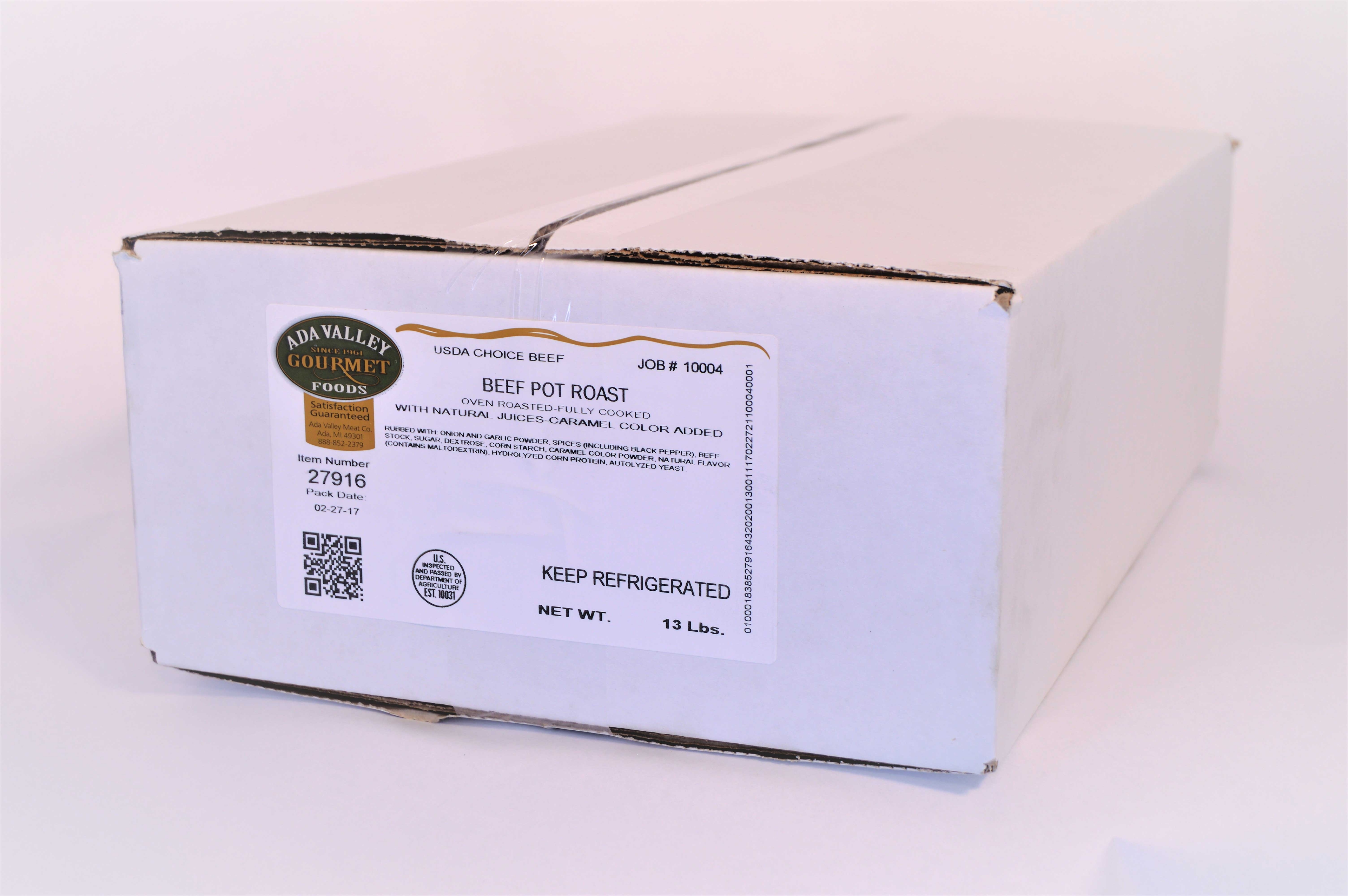 Ada Valley Gourmet Foods Low Sodium USDA Choice Beef Pot Roast, 13 Pound.