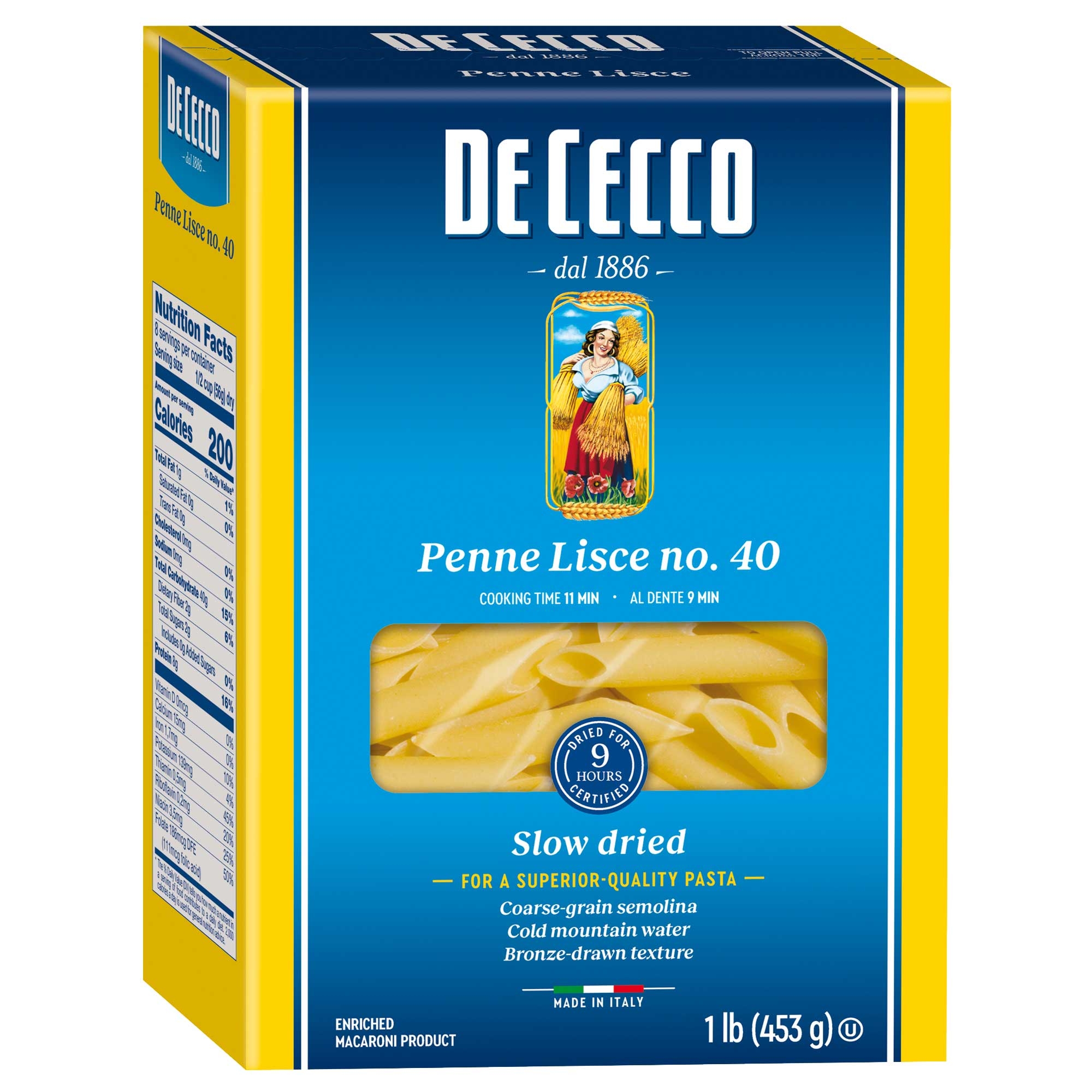 Dececco Enriched Macaroni Penne Lisce, 1 Pound -- 12 per case.
