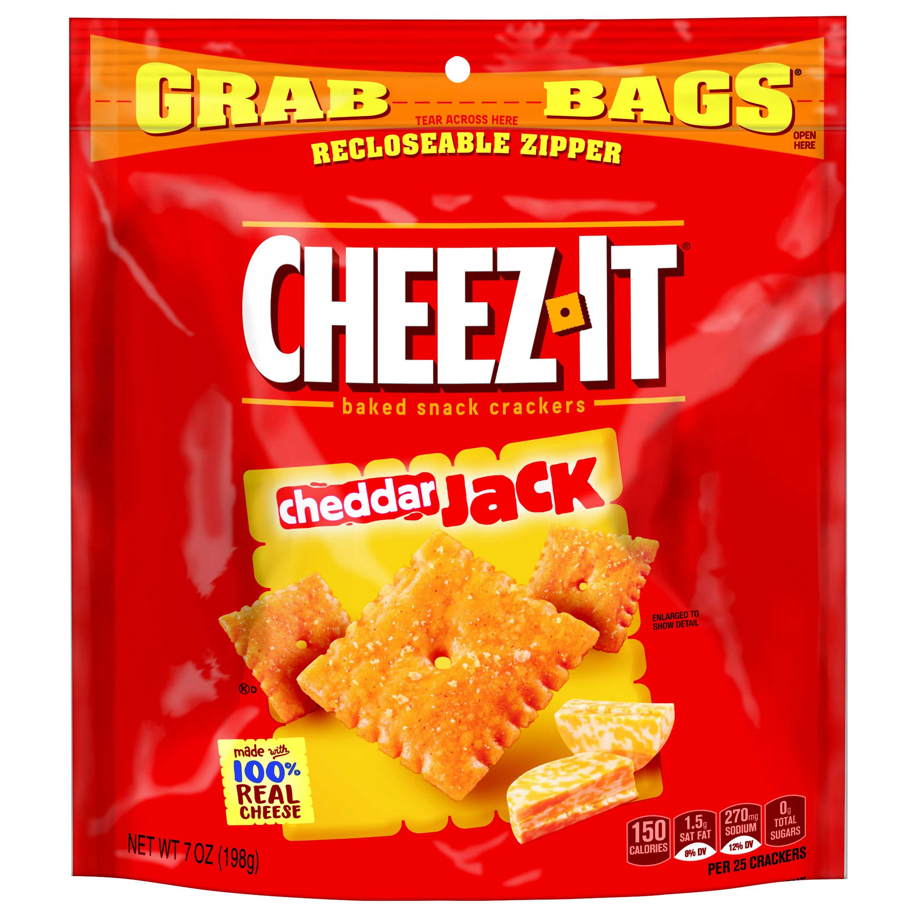 Cheez-It Cheddar Jack Crackers - 7 oz. grab bag, 6 per case