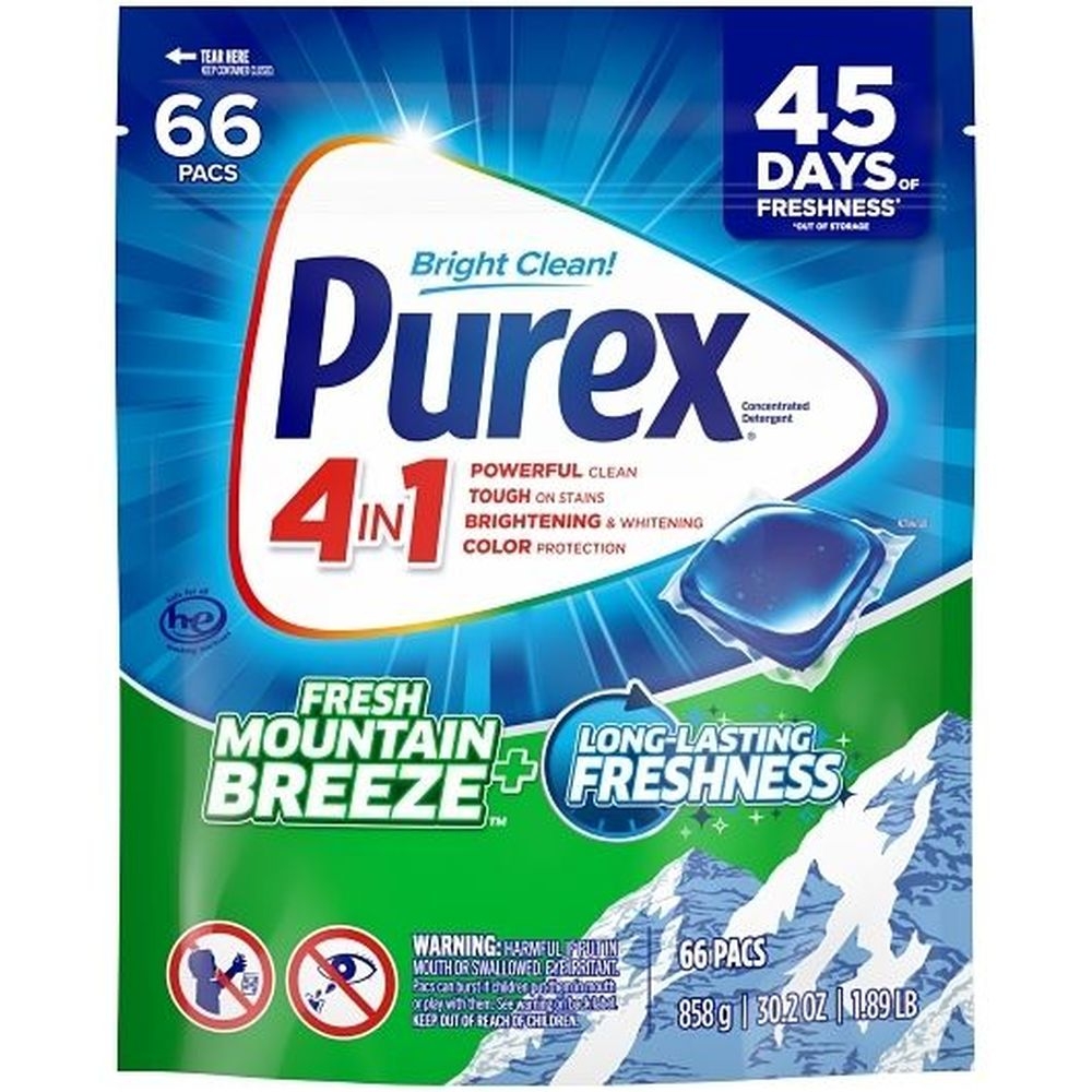 Purex Fresh Mountain Breeze Detergent Pods, 30.2 Fluid Ounce -- 4 per case
