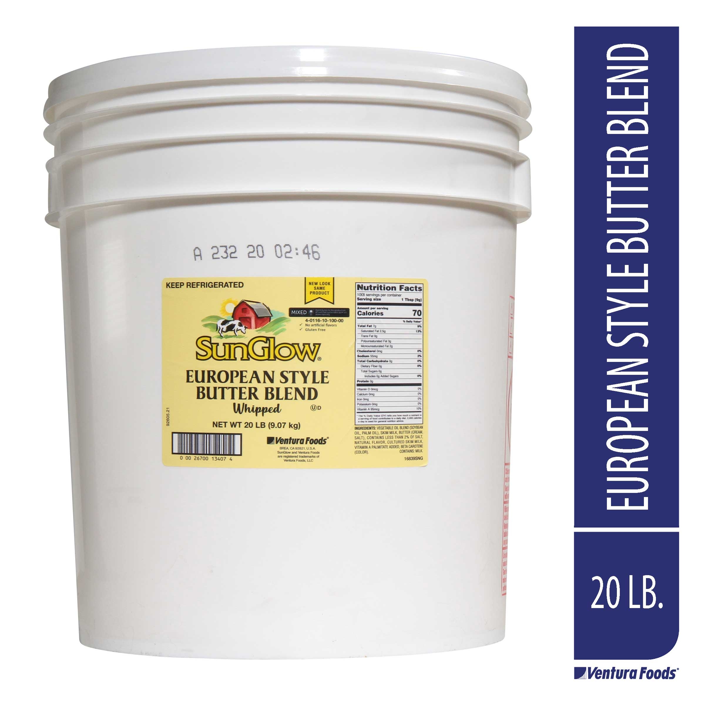 SunGlow European Style Whipped Butter Blend, 20 Pound.