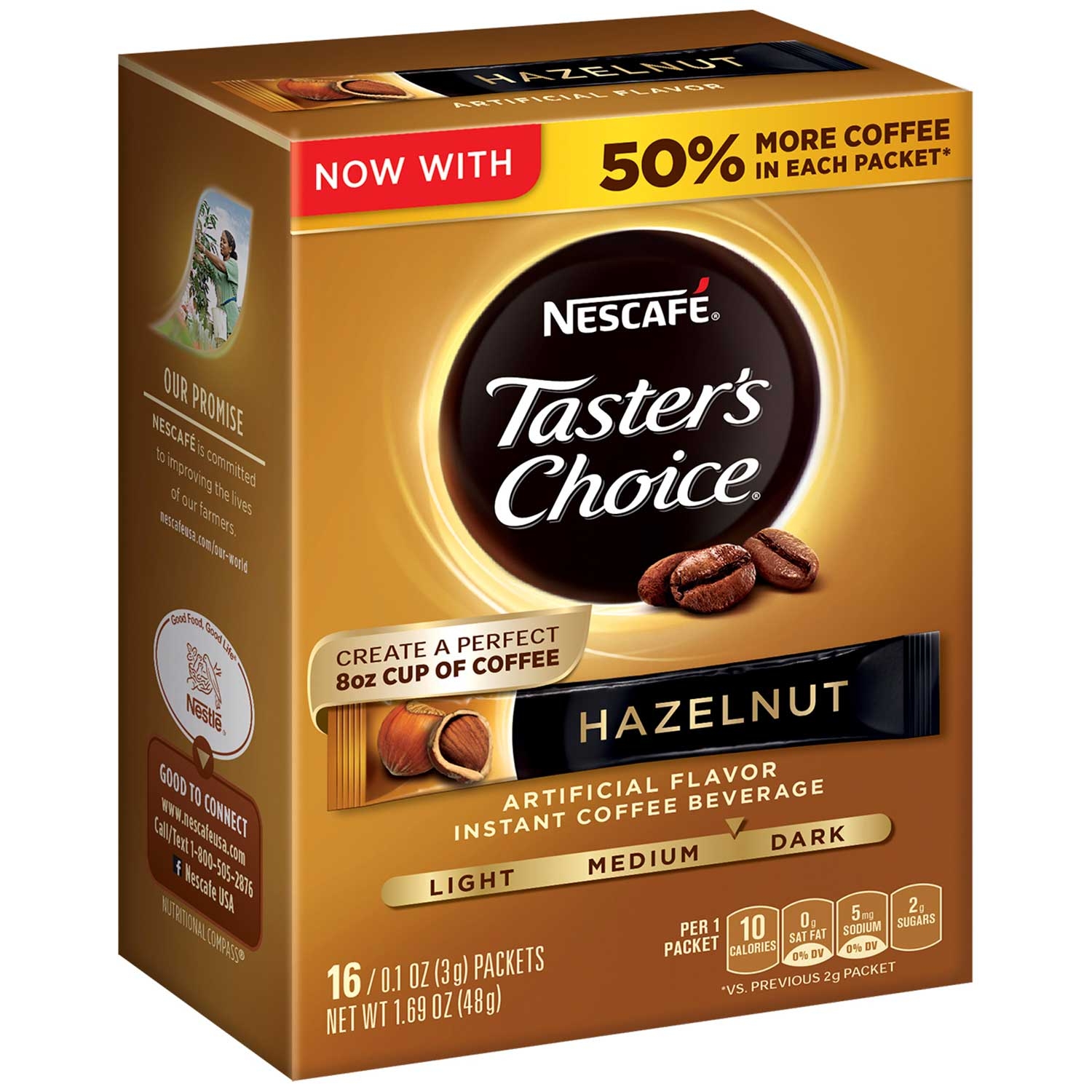 Nescafe Tasters Choice Hazelnut Instant Coffee Stick, 1.69 Ounce -- 8 per case.