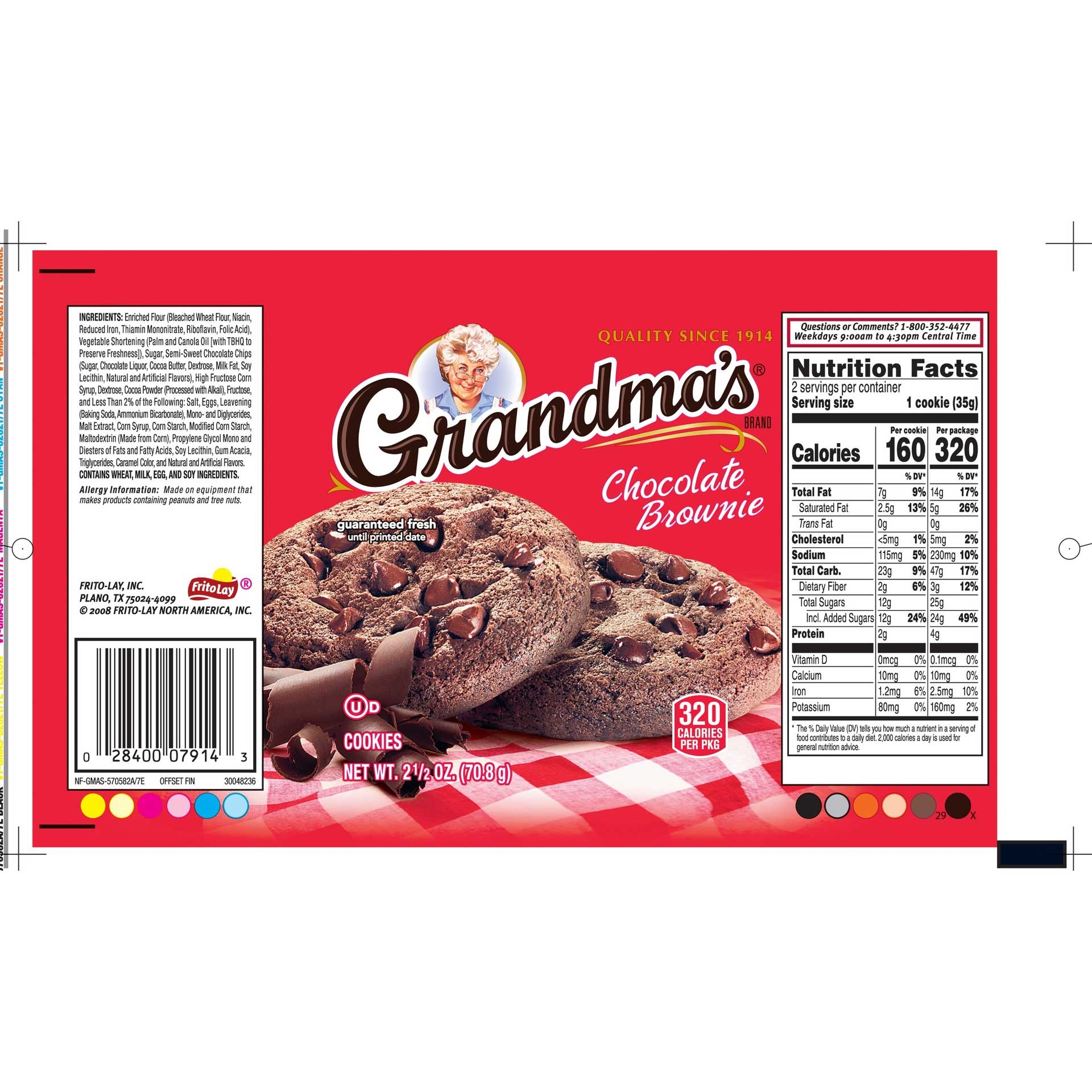 Grandmas Fudge Chocolate Brownie Big Cookie, 2.5 Ounce -- 60 per case.