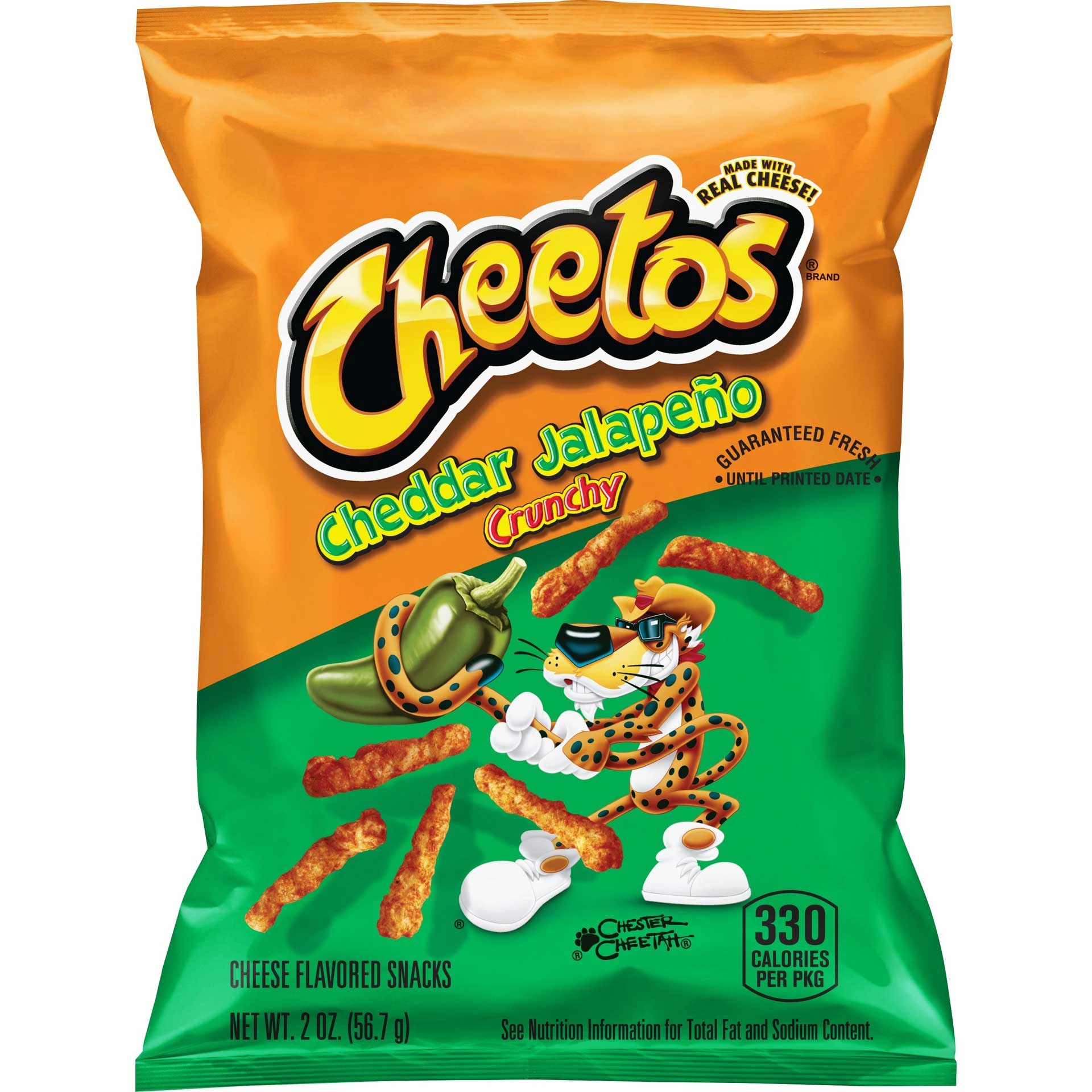 Cheetos Cheddar Jalapeno Crunchy Cheese Snacks, 2 Ounce -- 64 per case.