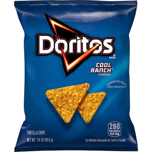 Doritos Cool Ranch Tortilla Chips, 1.75 Ounce -- 64 per case.