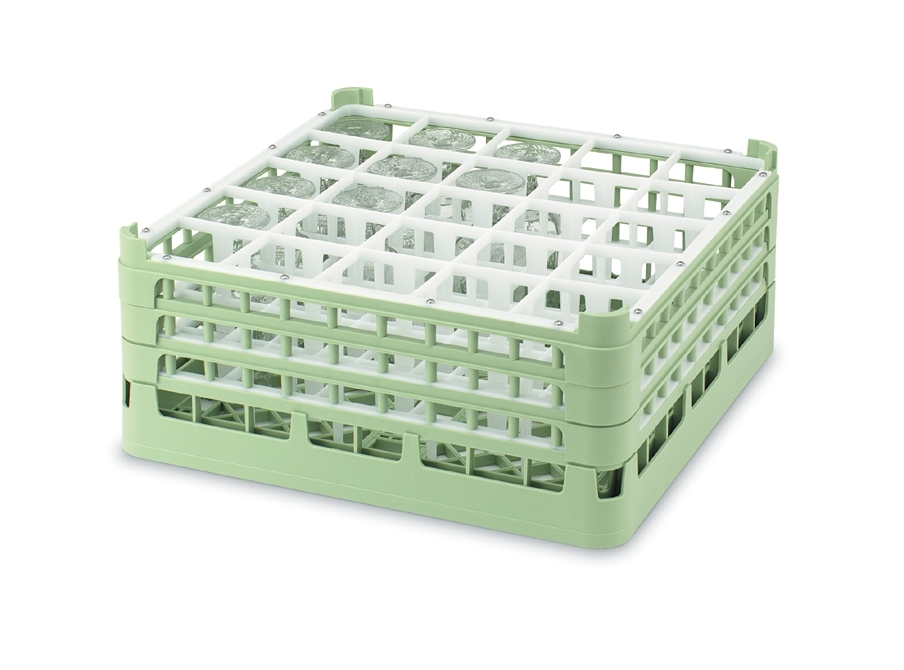 Vollrath Light Green 25-Compartment Glass Rack, 8 1/2 inch.