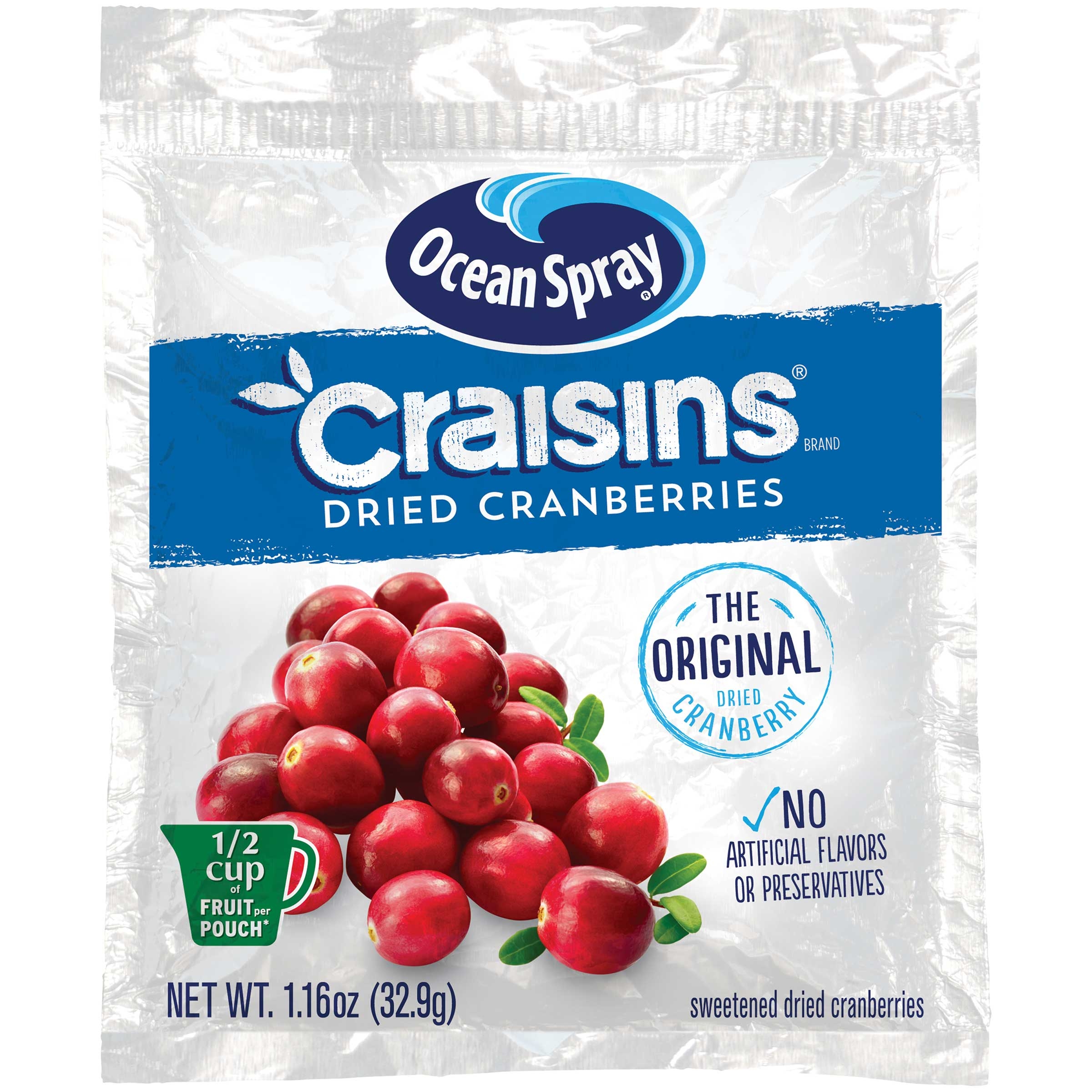 Ocean Spray Original Craisins Dried Cranberries, 1.16 Ounce -- 200 per case.
