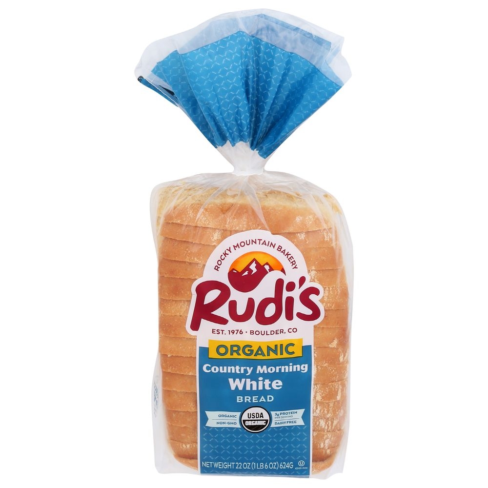 Rudis Organic Country Morning White Sandwich Bread, 22 Ounce -- 8 per case.