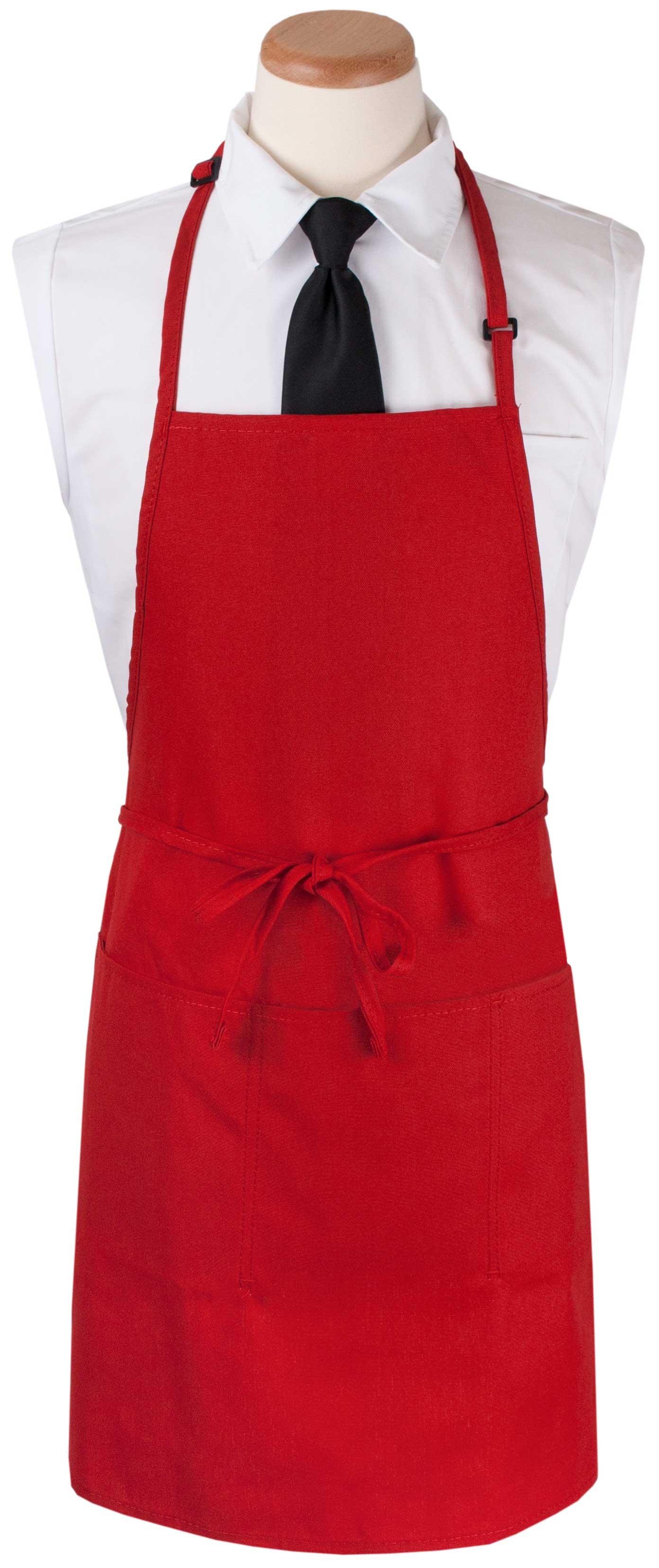 RITZ Chefs Line Red Extra Long 3 Pockets Bib Apron
