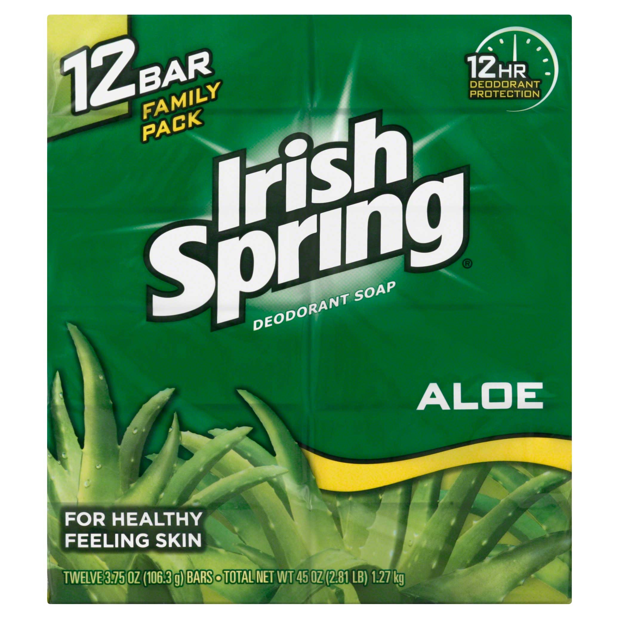 Irish Spring Aloe Deodorant Bar Soap, 45 Ounce - 12 per pack -- 6 packs per case.