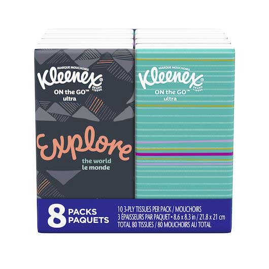 Kleenex On The Go Pack Facial Tissue - 80 count per pack -- 12 packs per case