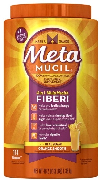 Metamucil Orange Smooth Sugar Powder, 3 Pound -- 4 per case.