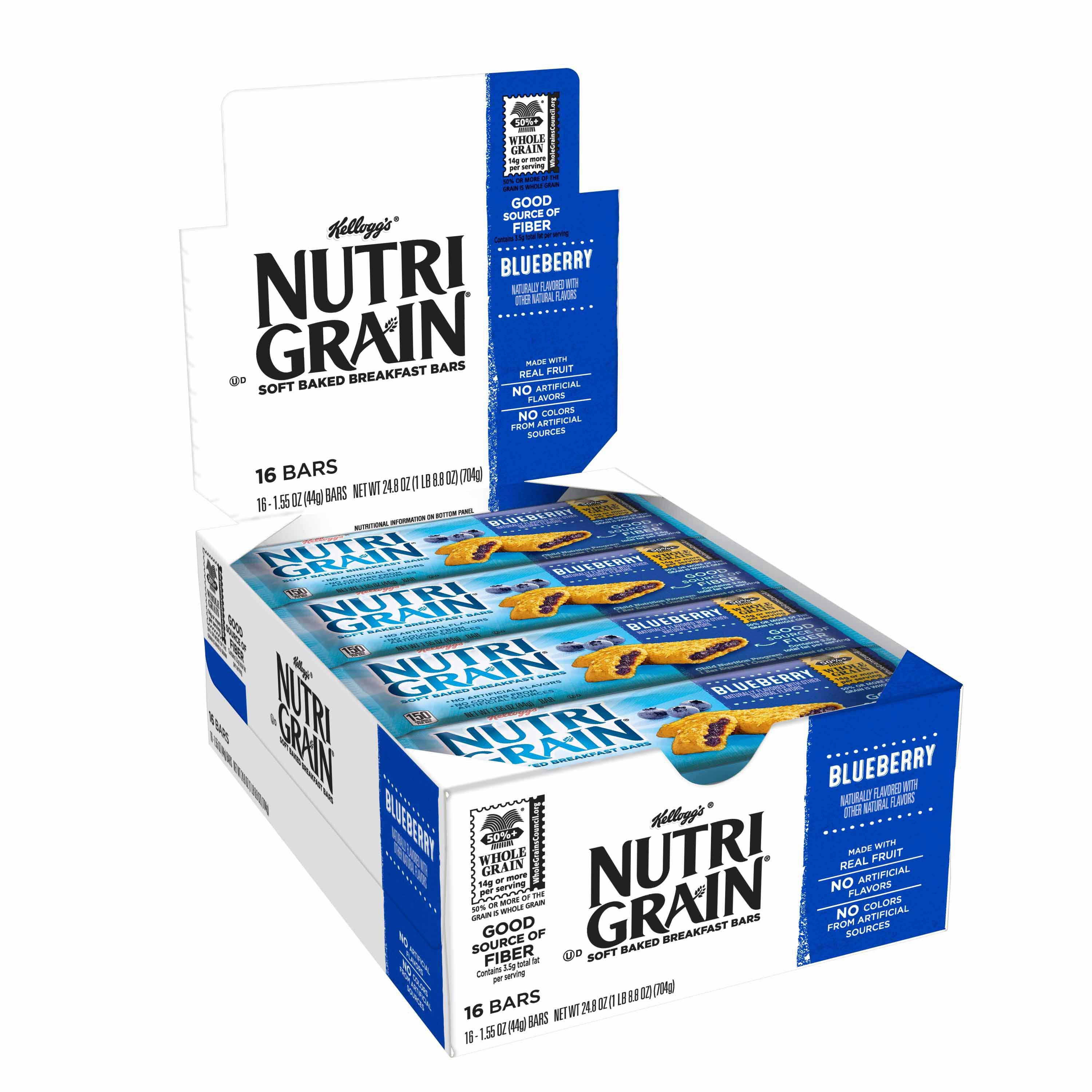 Kelloggs Nutrigrain Blueberry Cereal Bar, 1.55 Ounce -- 96 per case.