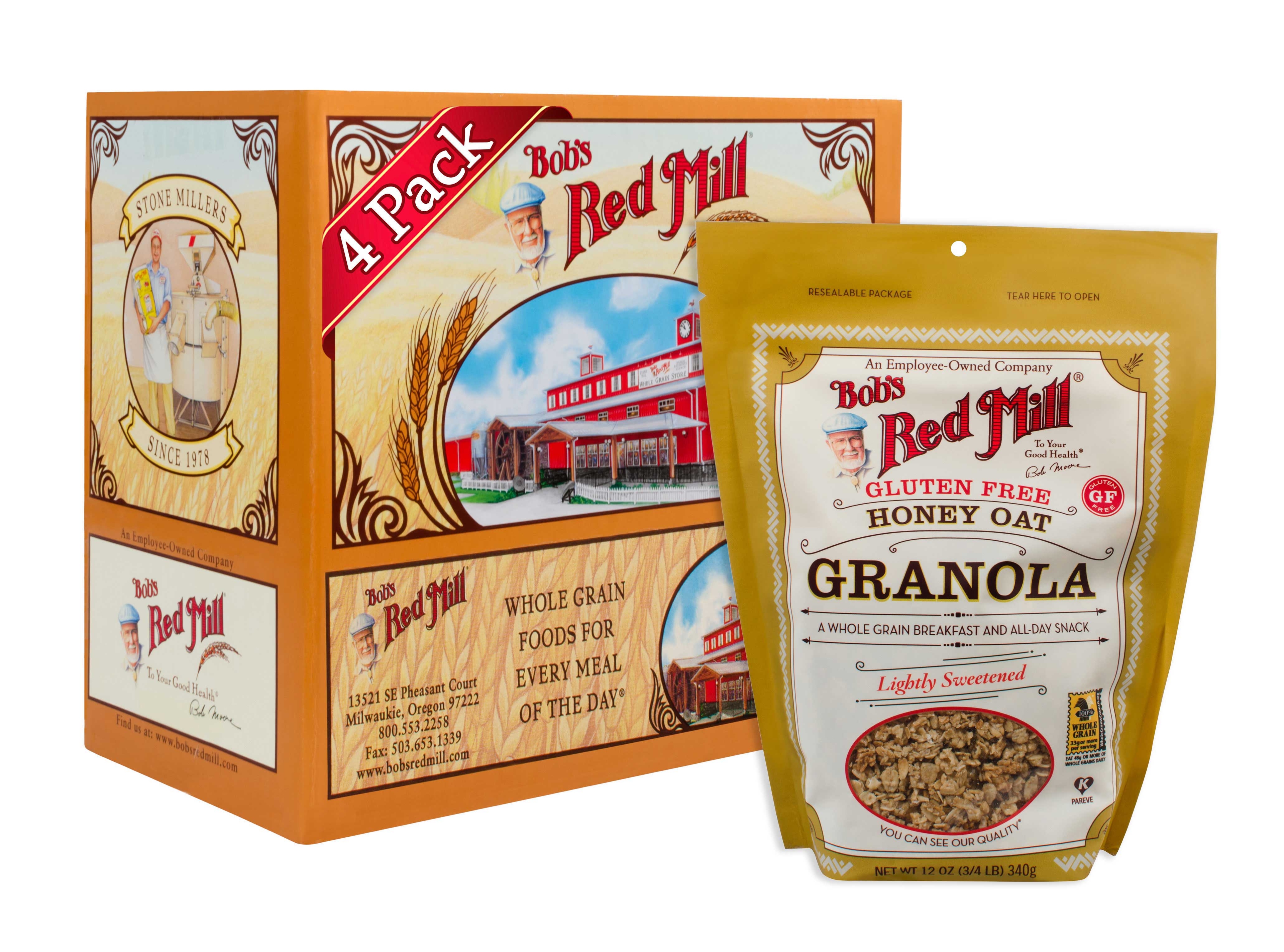 Bobs Red Mill Honey Oat Granola, 12 Ounce -- 4 per case