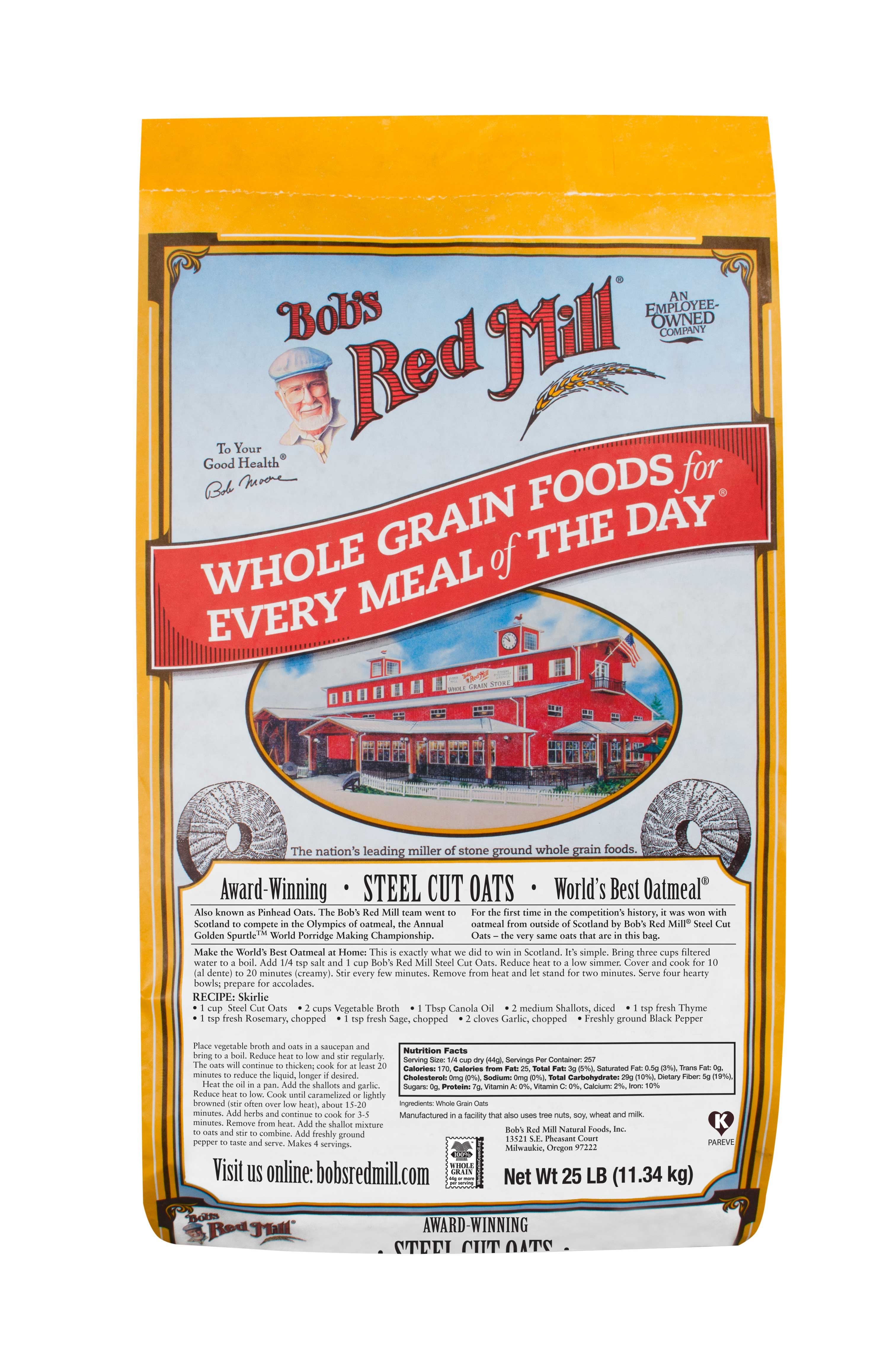 Bobs Red Mill Steel Cut Oats, 25 Pound.