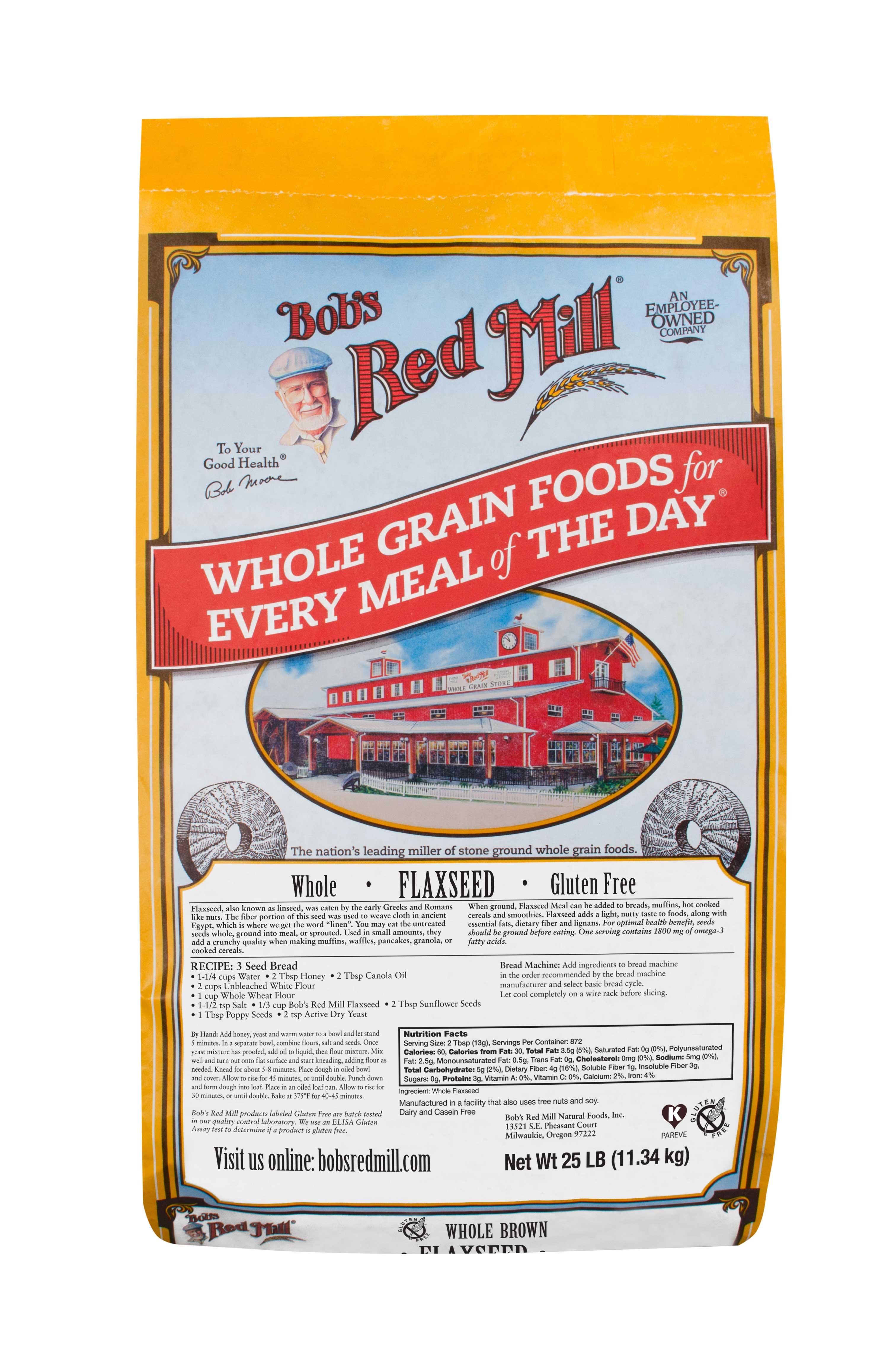Bobs Red Mill Flaxseed, 25 Pound.