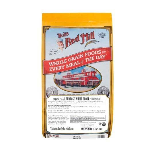 Bobs Red Mill Organic Unbleached White All Purpose Flour, 25 Pound