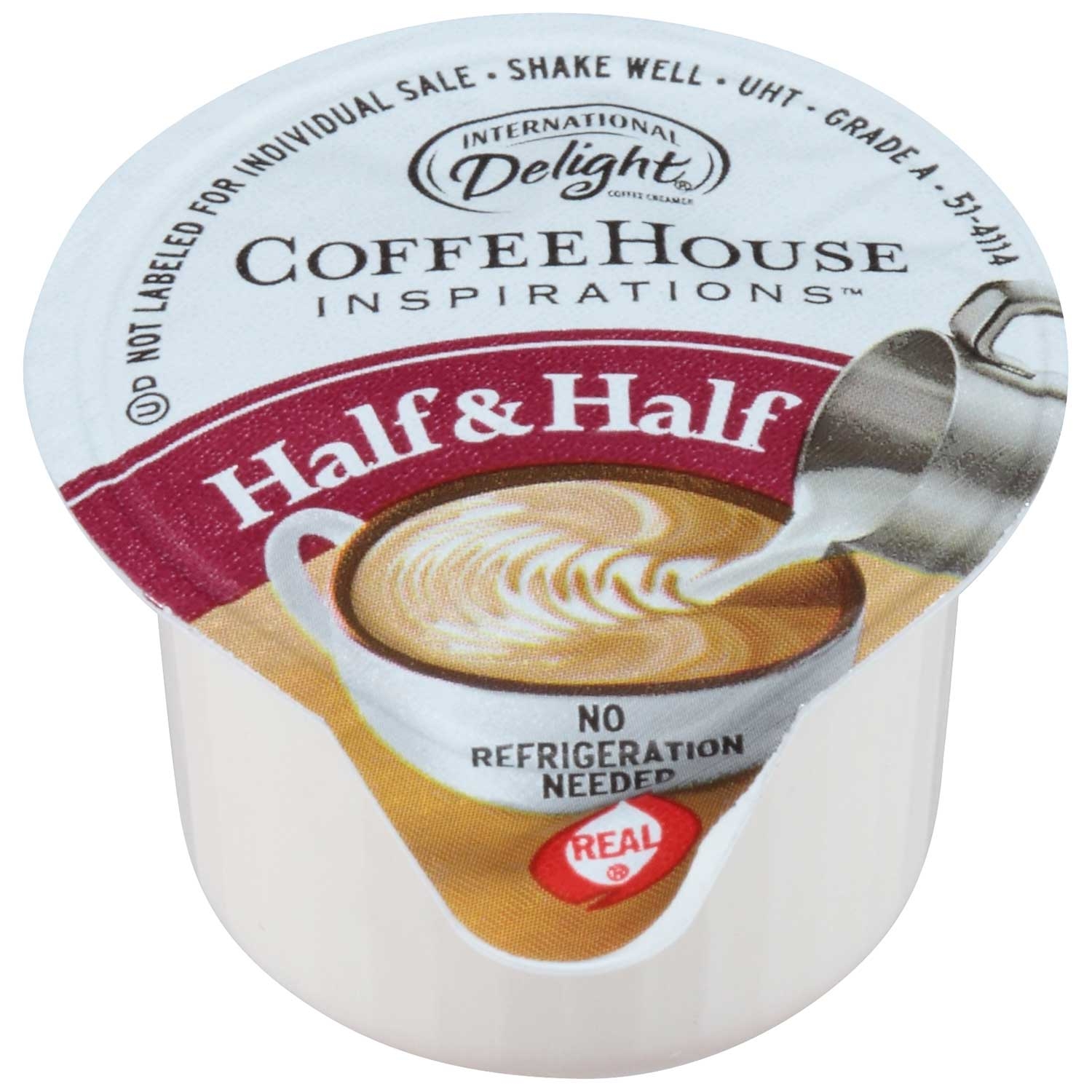 International Delight Coffee House Inspirations Portion Control Half and Half Unflavored Creamer -- 180 per case.