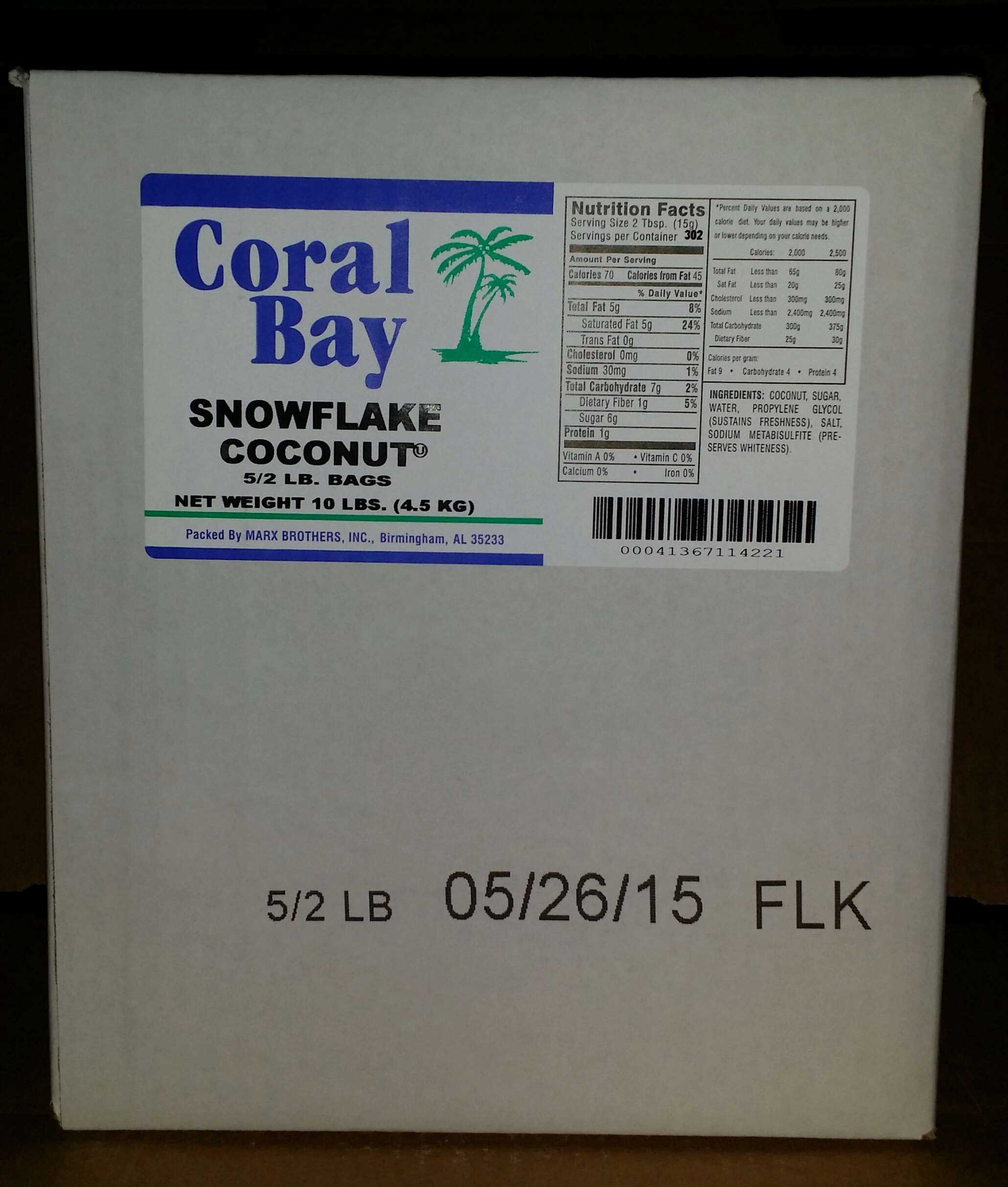 Coconut Coral Snowflake -- 5 Case 2 Pound