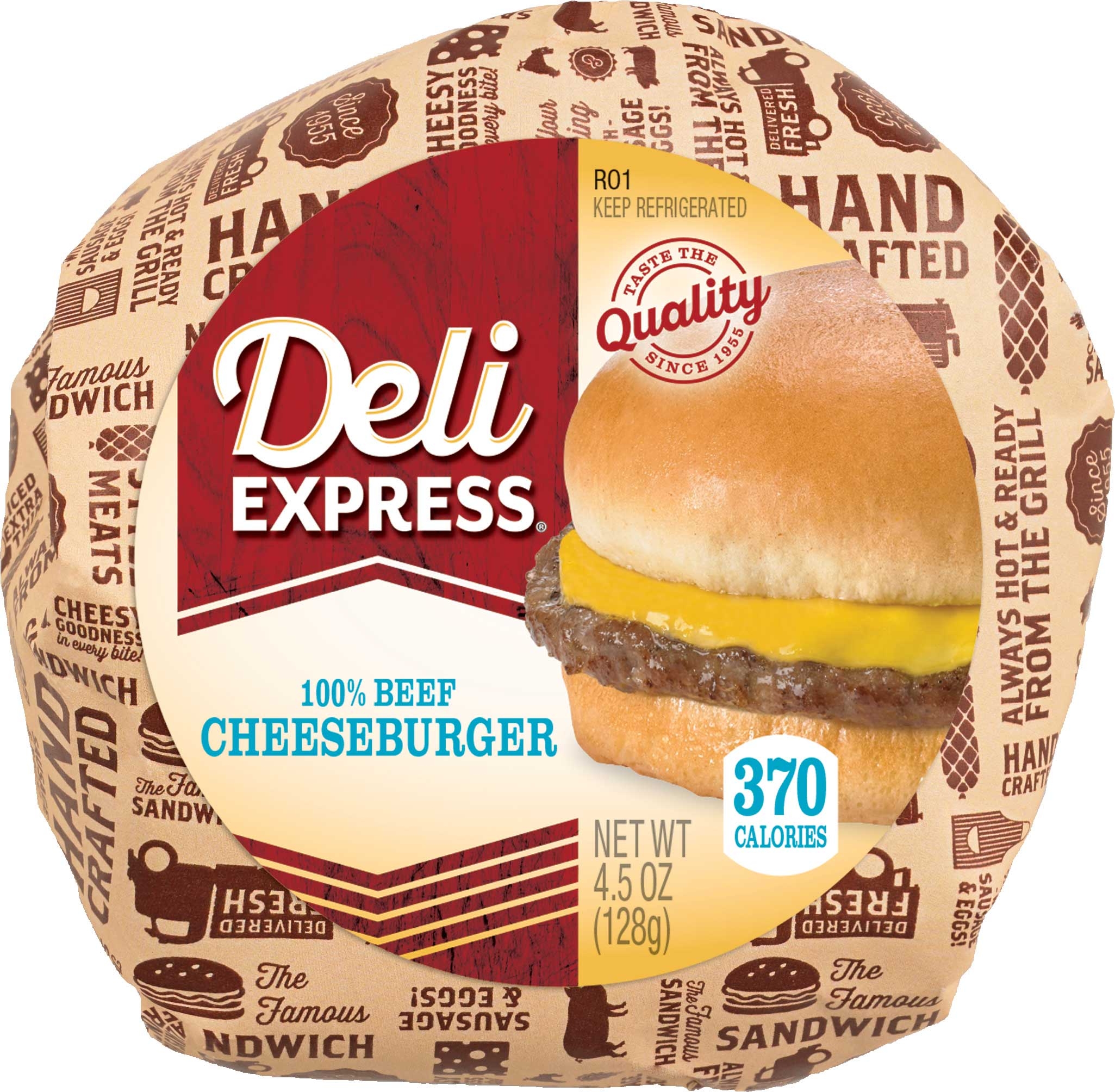 Deli Express Hot to Go Lunch and Breakfast Cheeseburger Sandwich -- 12 per case