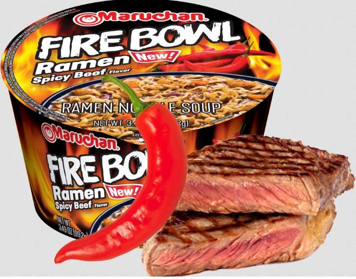 Maruchan Flaming Bowl Spicy Beef Flavor Ramen Noodle Soup, 3.49 Ounce -- 6 per case