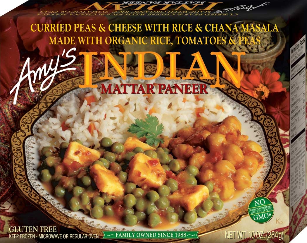 Amys Organic Indian Mattar Paneer Whole Meal, 10 Ounce -- 12 per case