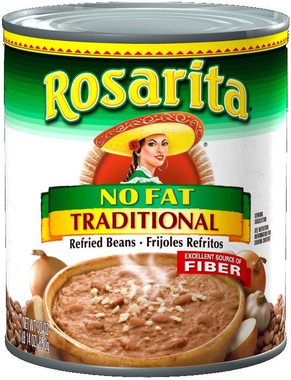 Rosarita No Fat Refried Beans, 30 Ounce Can -- 12 cans per case