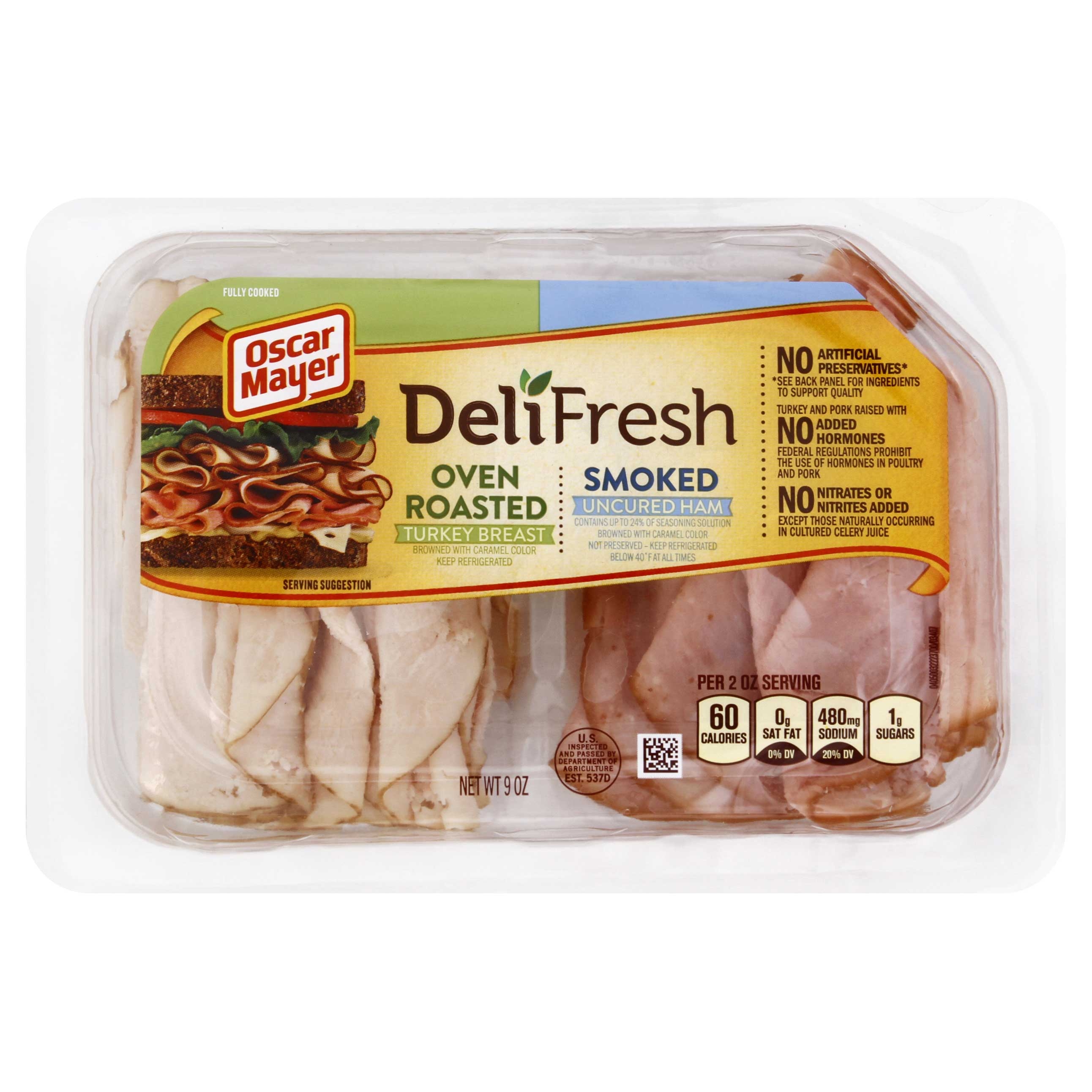Oscar Mayer Delifresh Ham and Turkey - Variety Pack, 9 Ounce -- 8 per case.