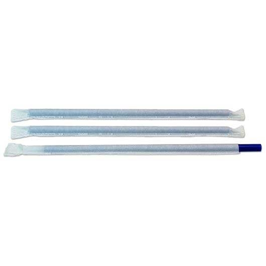 D and W Fine Pack Individually Wrapped Giant Blue Straw, 9 inch -- 1200 per case