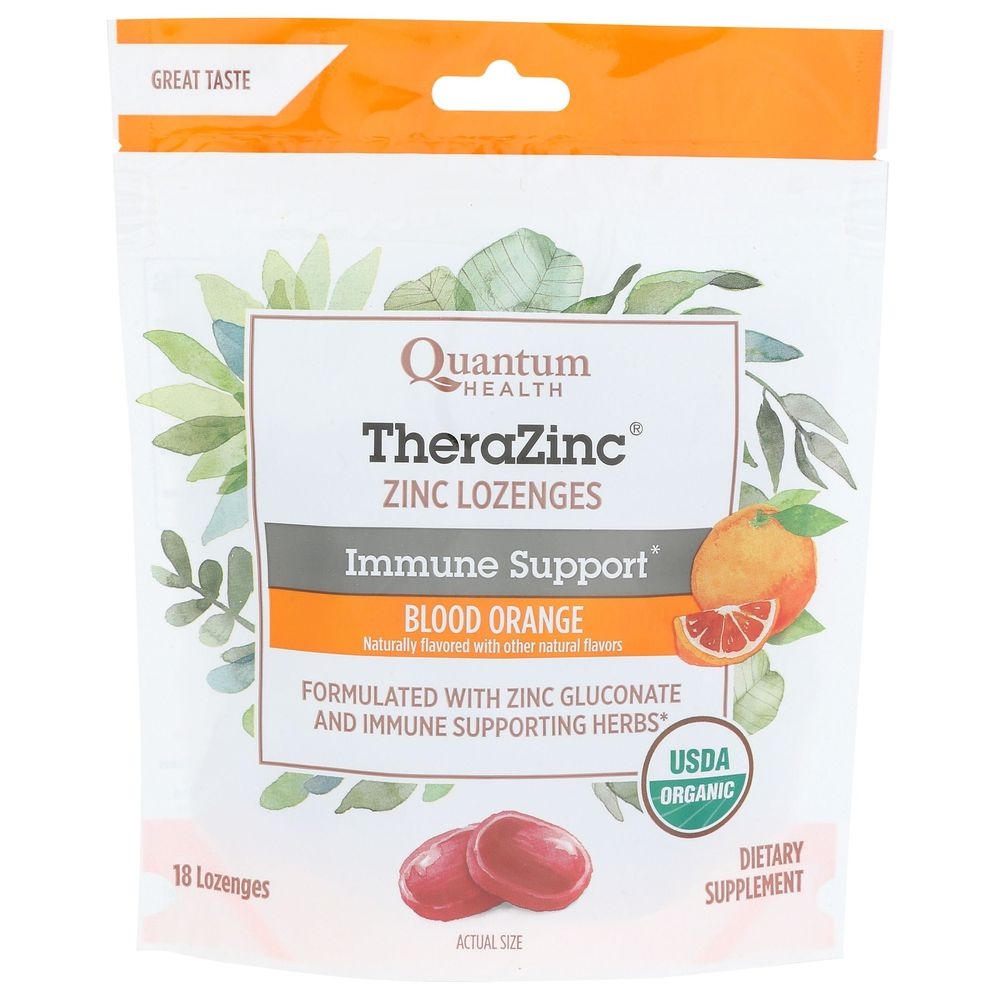 Quantum Health Organic Blood Orange TheraZinc Lozenges for Immune Support, 18 count