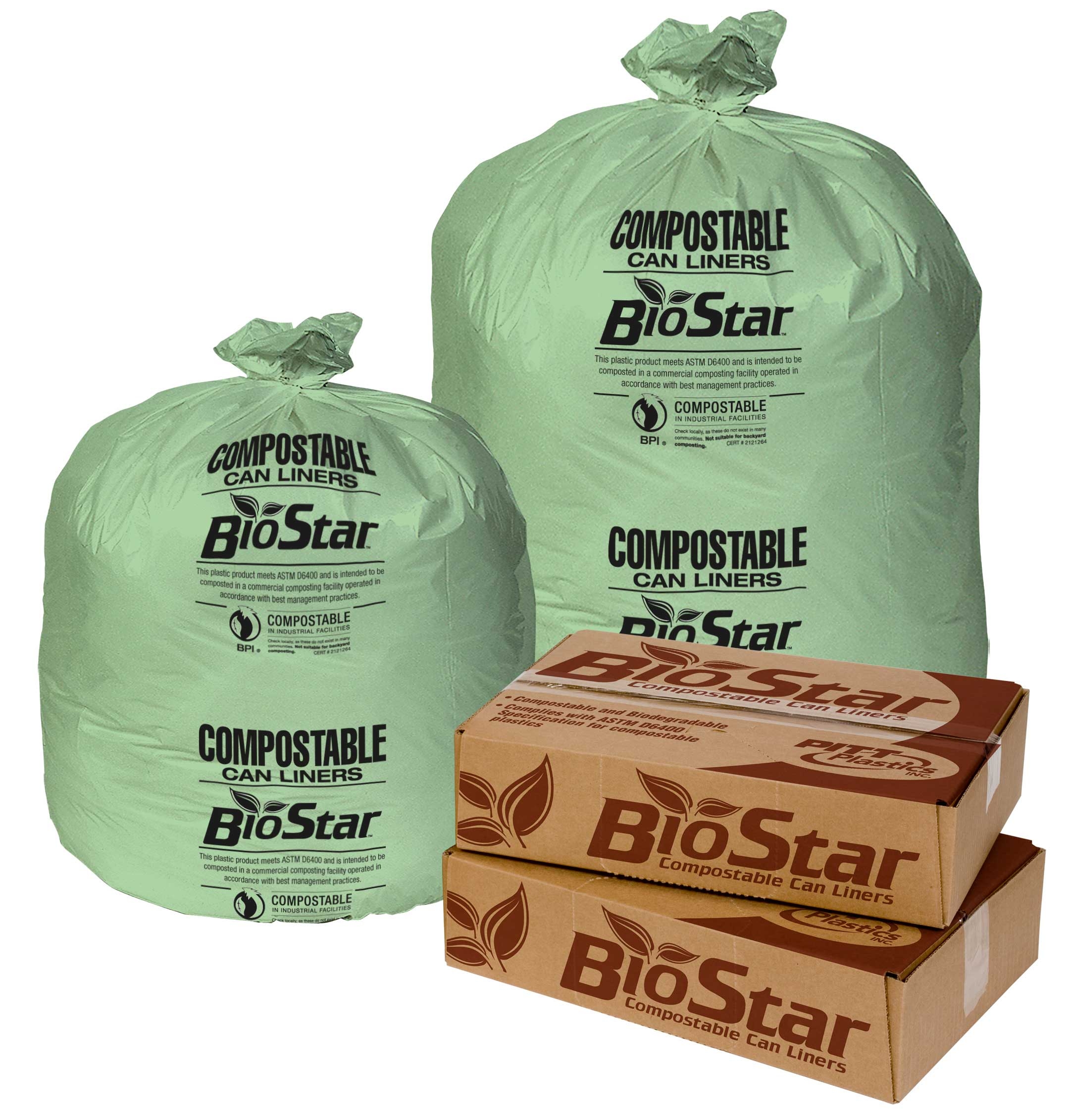 Pitt Plastics BioStar Compostable 30 x 36 1 Mil Green Perforated Can Liner Roll -- 150 per case.