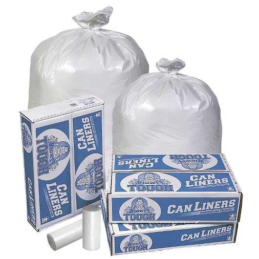 Pitt Plastics Mighty Tough White Star 40-45 Gallon Extra Heavy Perforated Roll Can Liner, 40 x 46 inch -- 100 per case