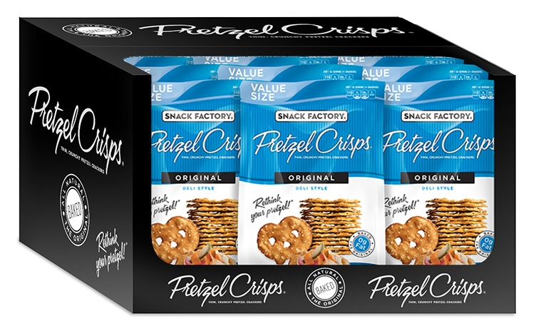 Pretzel Crisps Original Deli Style Pretzel Crackers, 14 Ounce -- 12 per case.