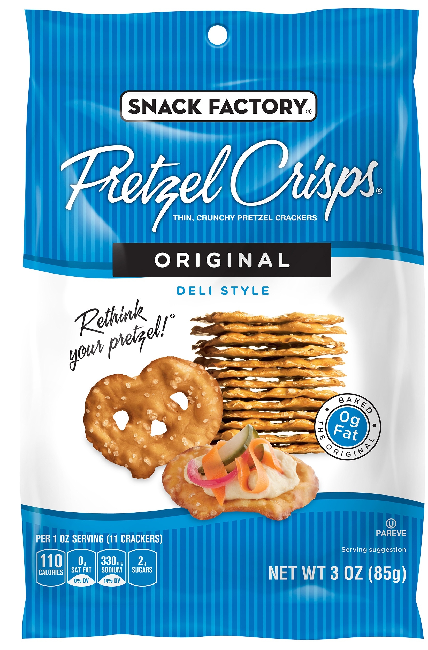 Pretzel Crisps Original Chips, 3 Ounce -- 8 per case.