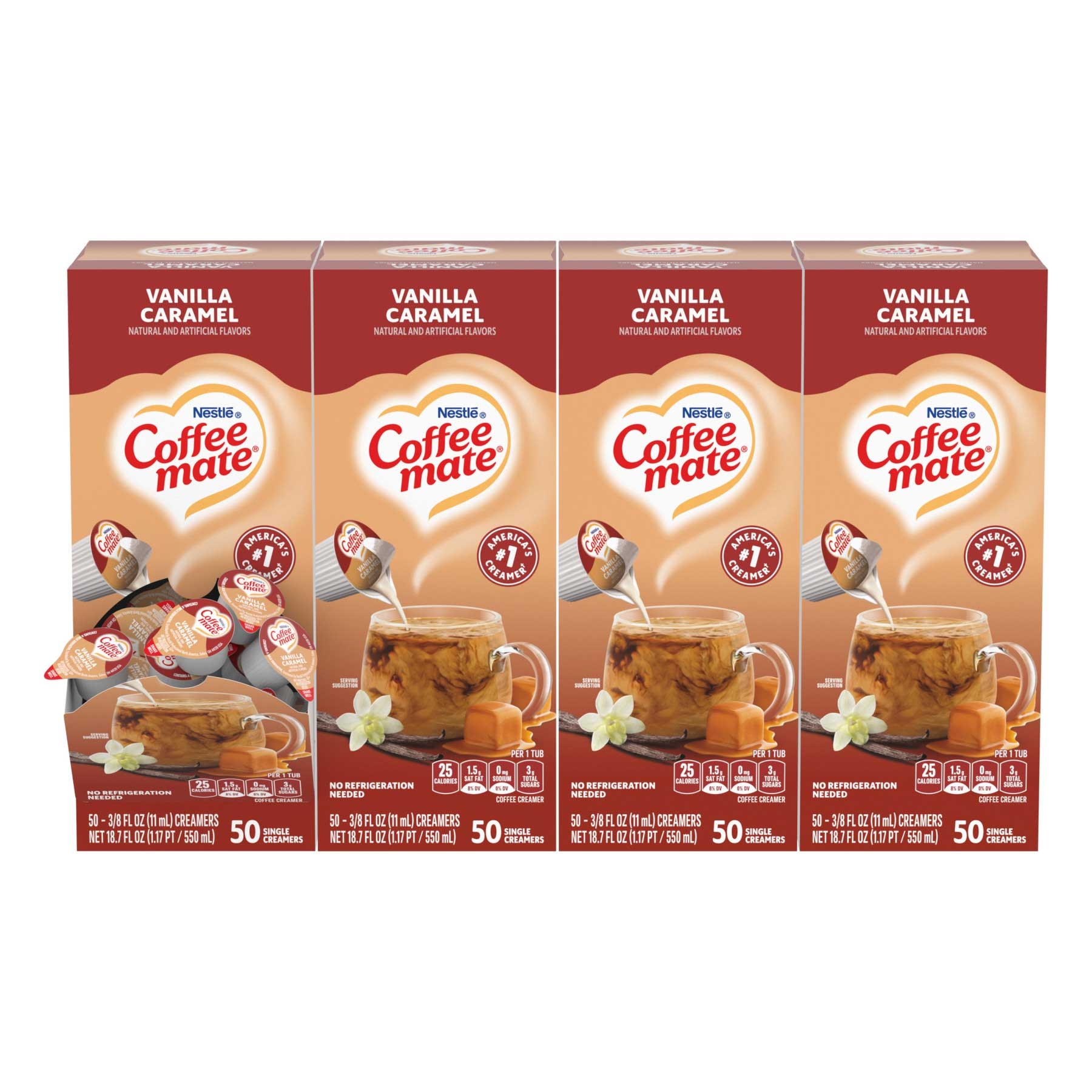 Coffee Mate Creamer Vanilla Caramel, 0.374 Fluid Ounce -- 4 per case.