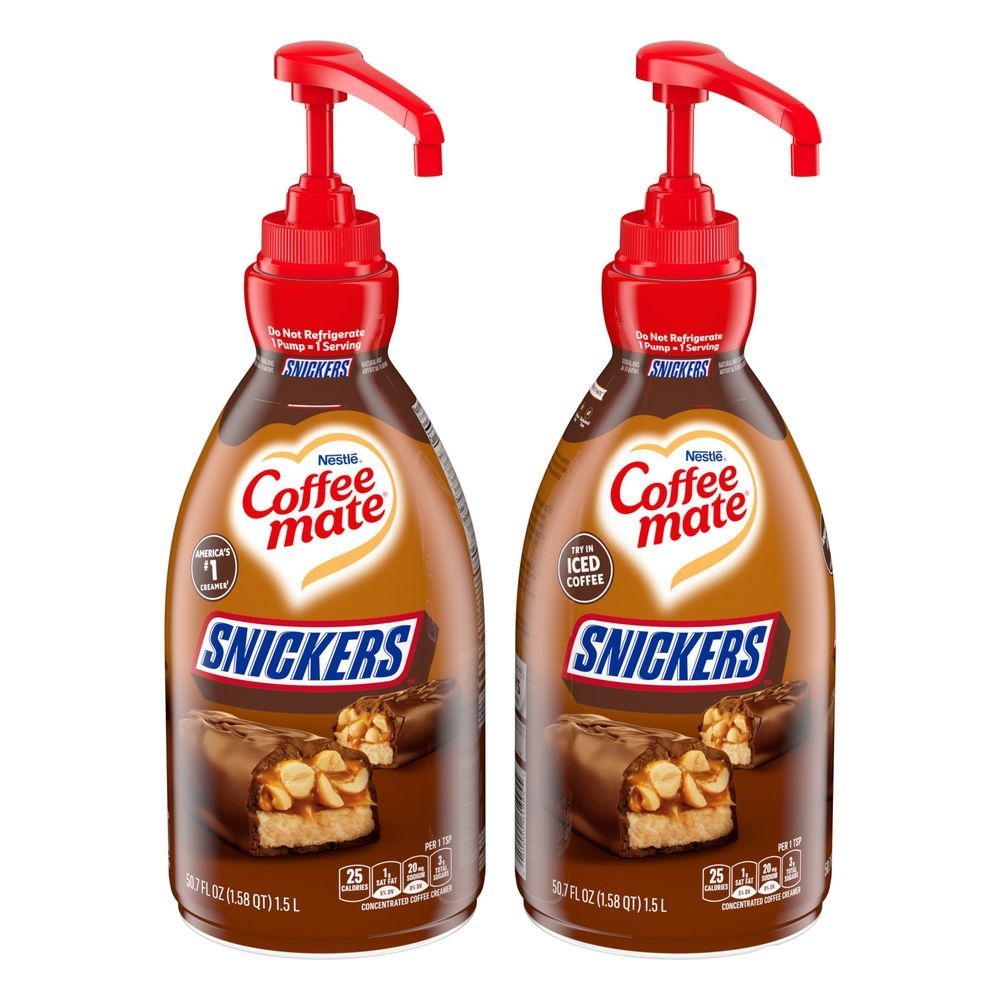 Coffee Mate Snickers Concentrated Coffee Creamer, 1.58 Quart Pump Bottle -- 2 per case