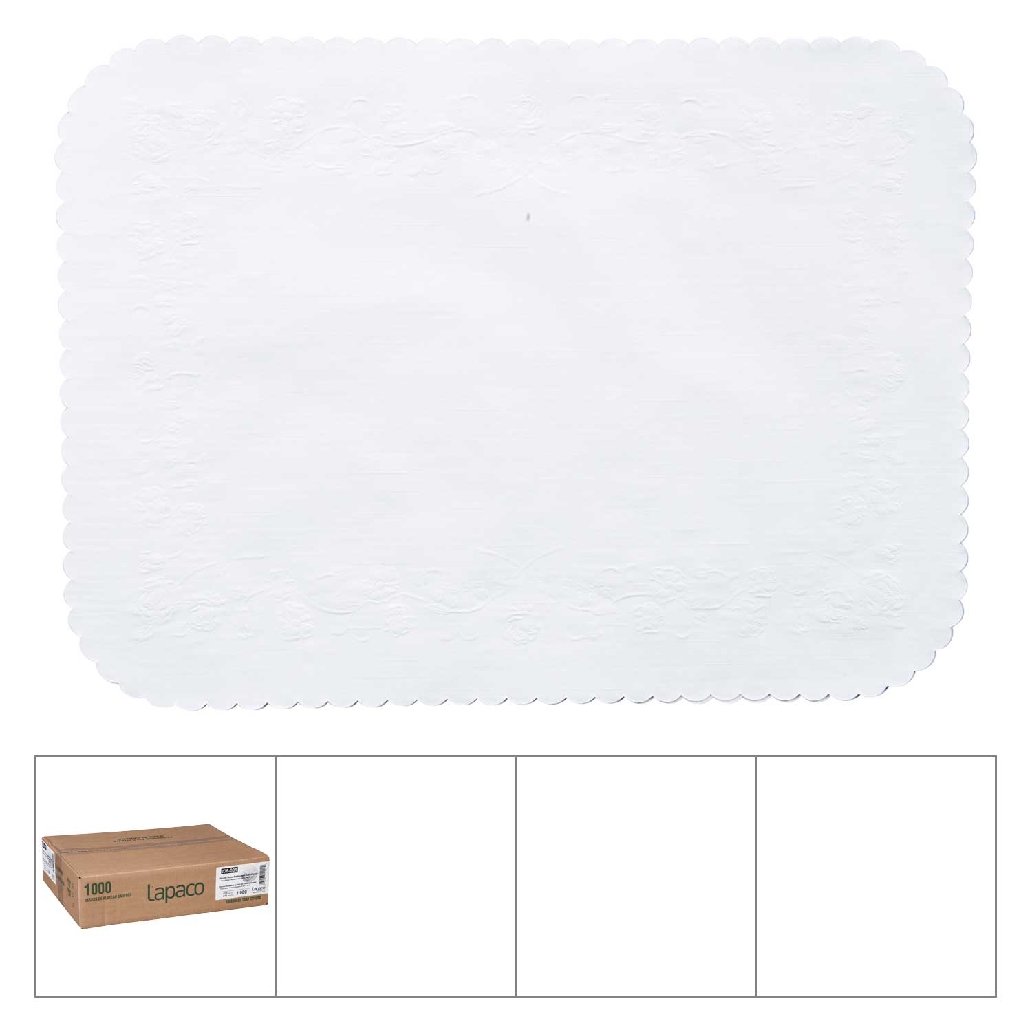 Lapaco Scalopped Edge Seville Rose Embossed Bond Tray Cover, 12 3/4 x 16 5/8 inch -- 1000 per case.