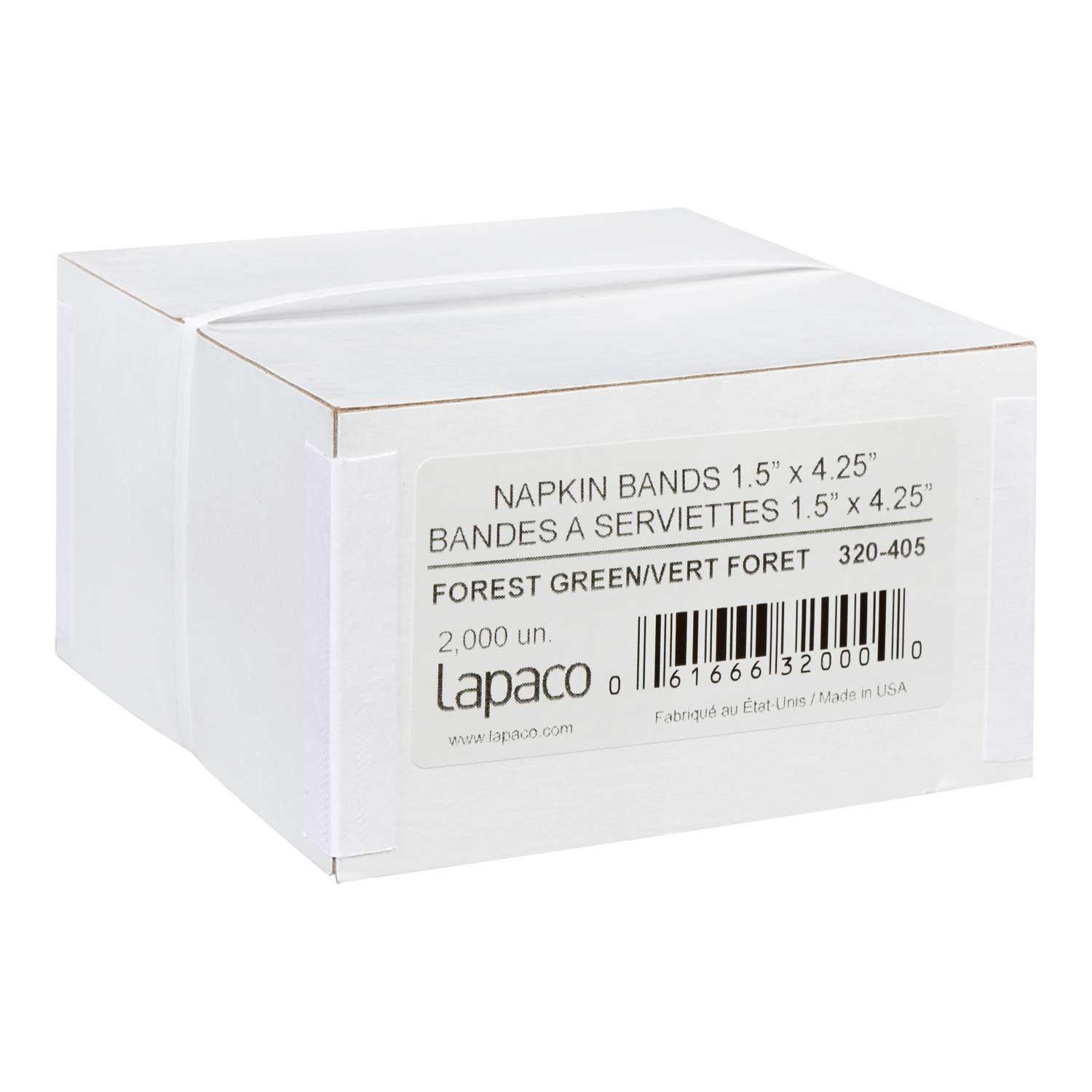 Lapaco Forest Green Napkin Band, 1.5 x 4.25 inch -- 2000 per case.