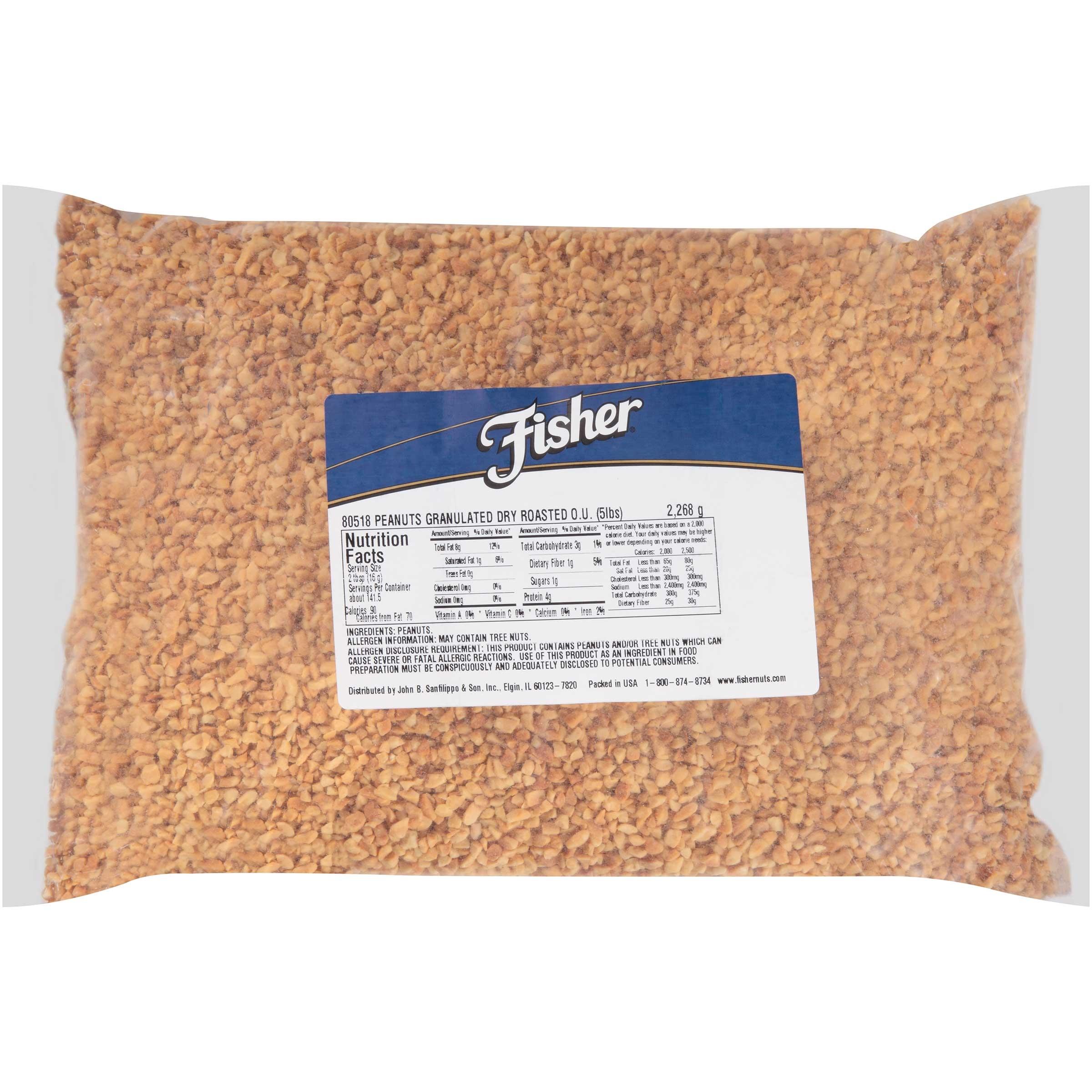 Fisher Dry Roasted Granulated Peanut, 5 Pound.