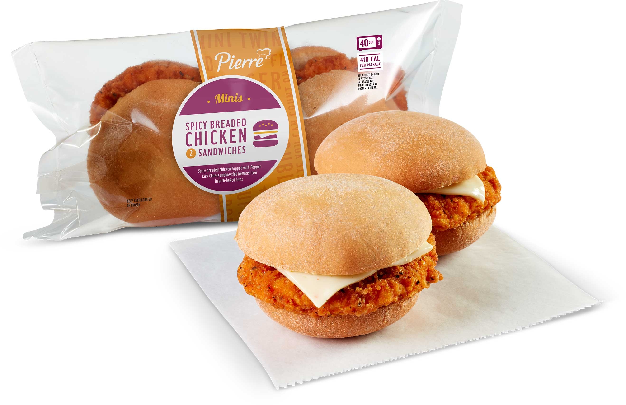 Pierre Mini Twin Spicy Breaded Chicken Sandwich, 5.5 Ounce -- 24 per case.